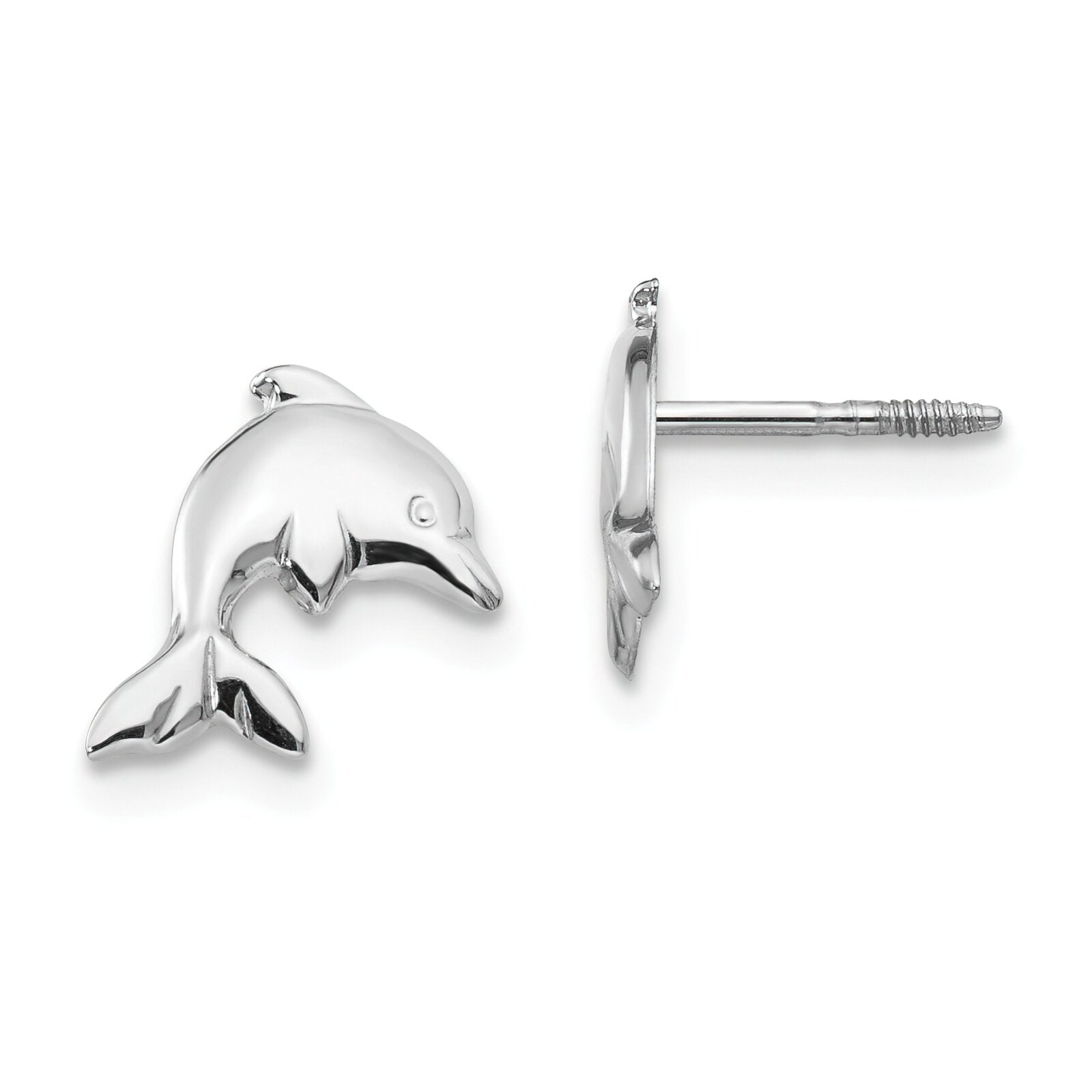 Cubic Zirconia Dolphin Stud Earrings in Sterling Silver