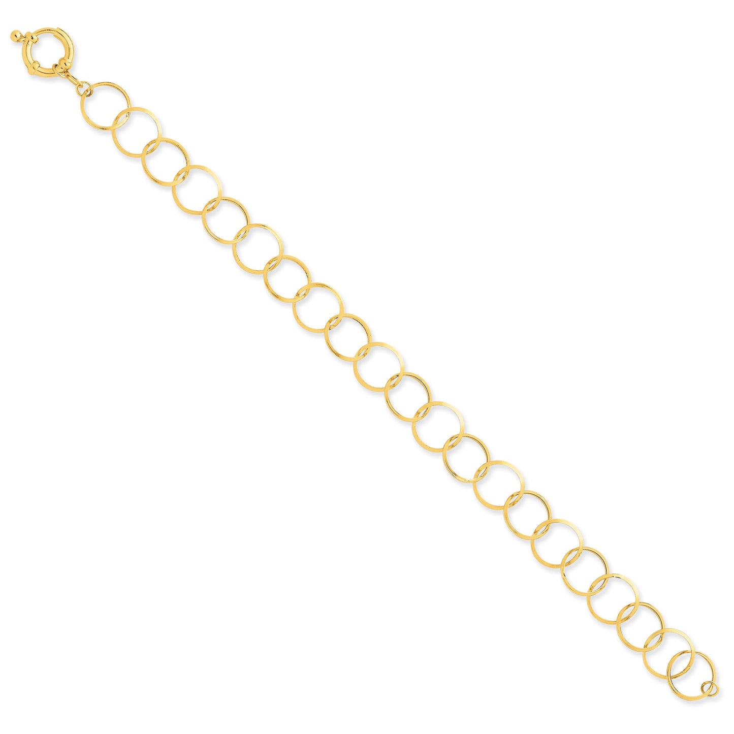 14K Gold Circle Fancy Link Bracelet 7.5"