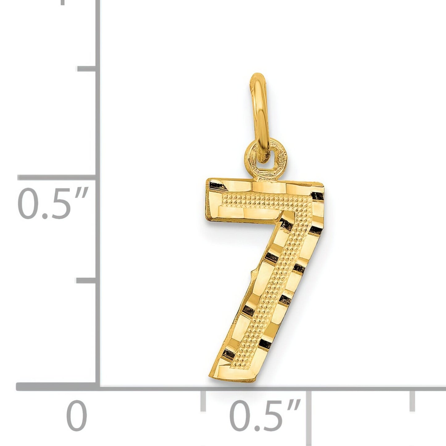 14K Gold Small Diamond Cut Number 7 Charm