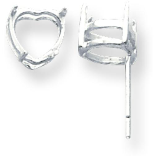 Sterling Silver 4 Prong Heart Post Earrings (4.00mm to 9.00mm)