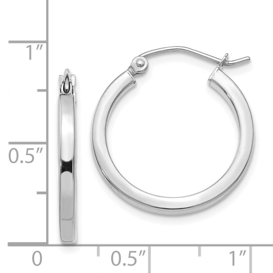 14K White Gold Square Hoop Earrings