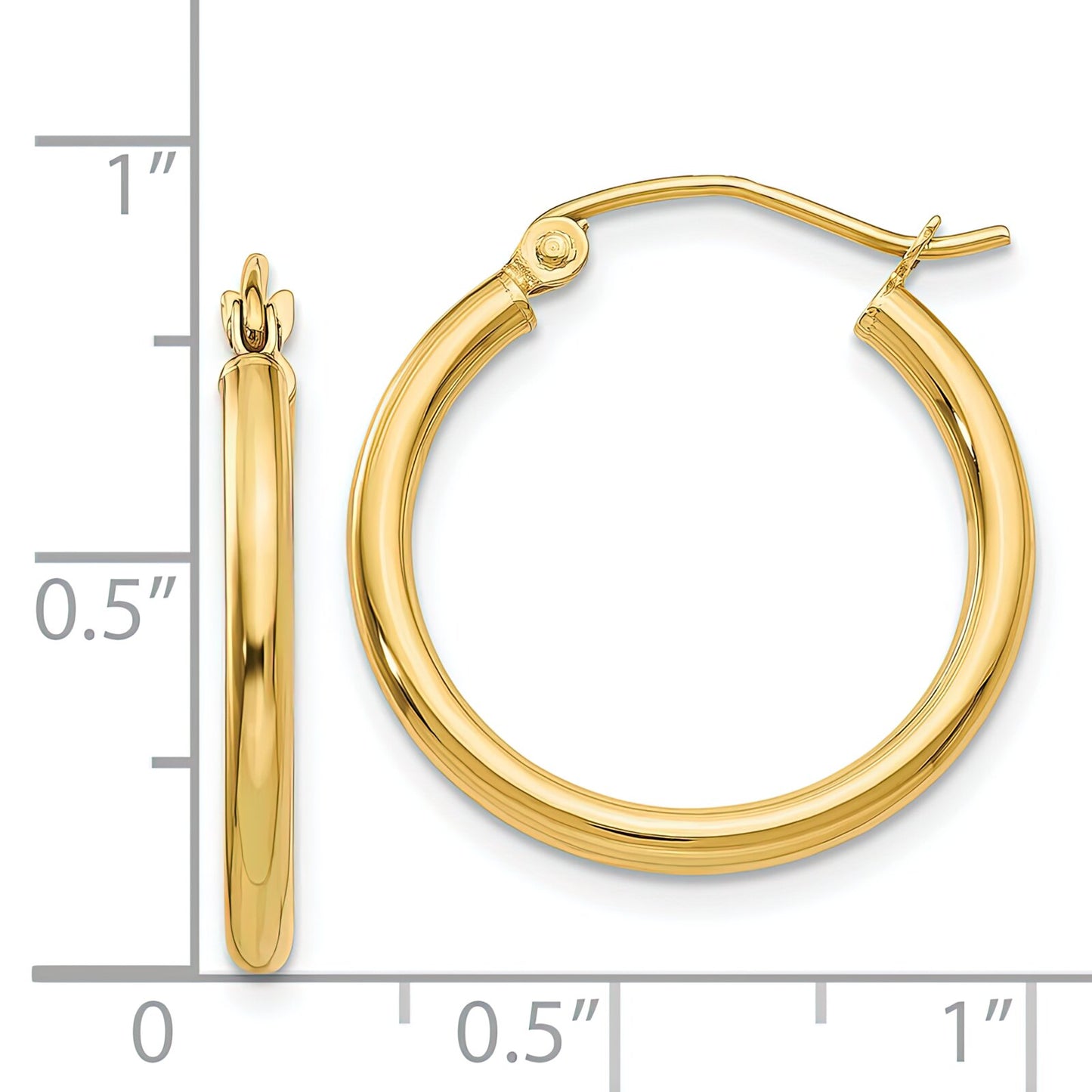 14K Gold Round Hoop Earrings