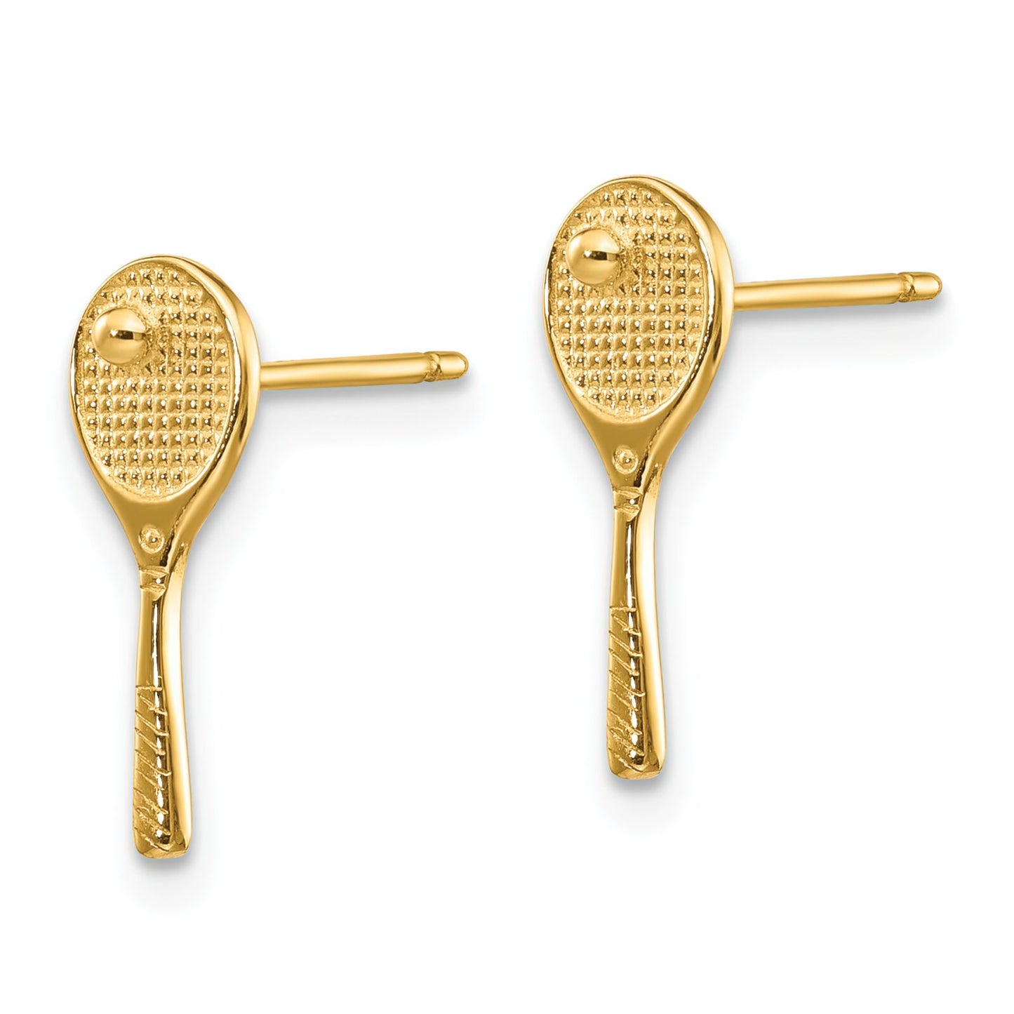 14K Gold Tennis Racquet w/Ball Stud Earrings