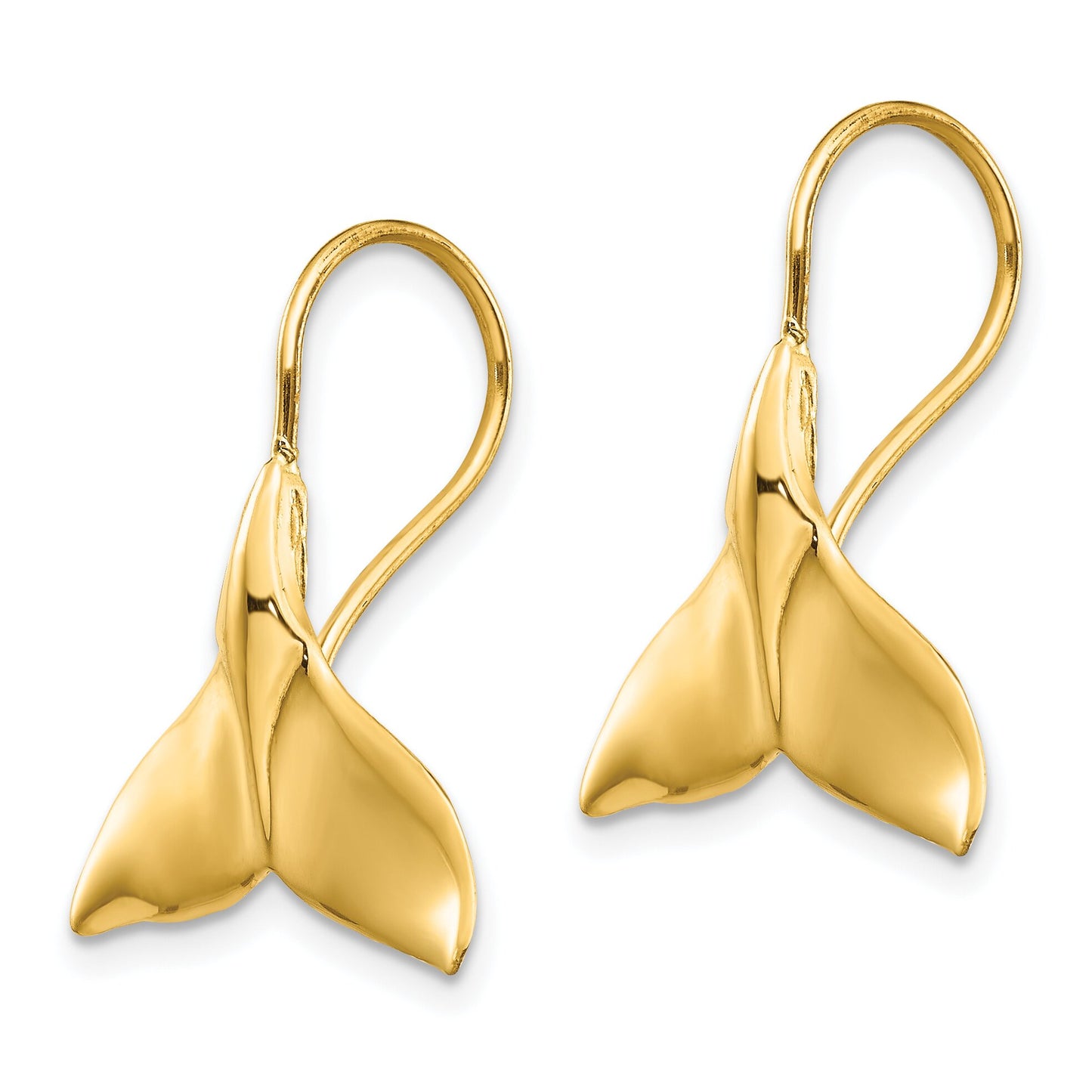 14K Gold Whale Tail Wire Earrings
