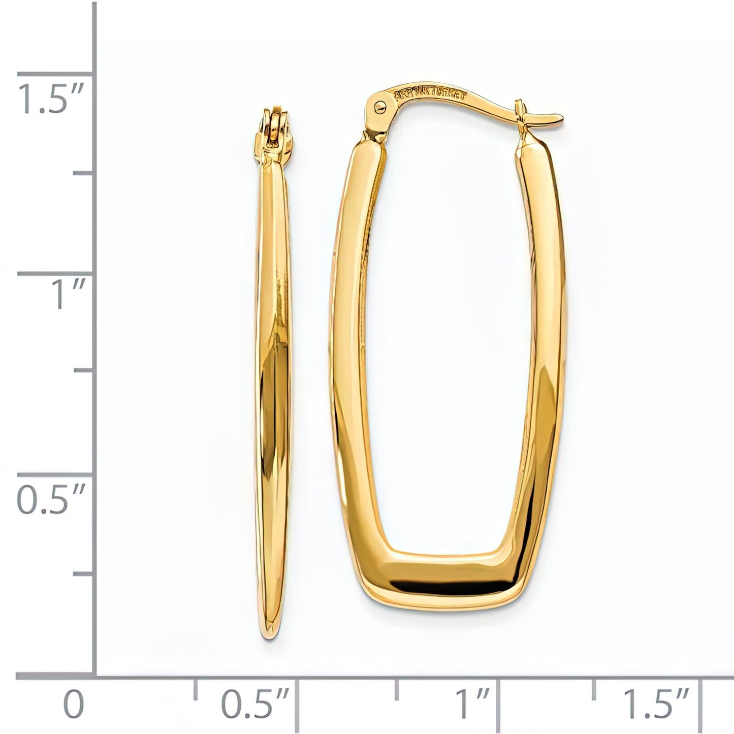 14K Gold Rectangle Hoop Earrings