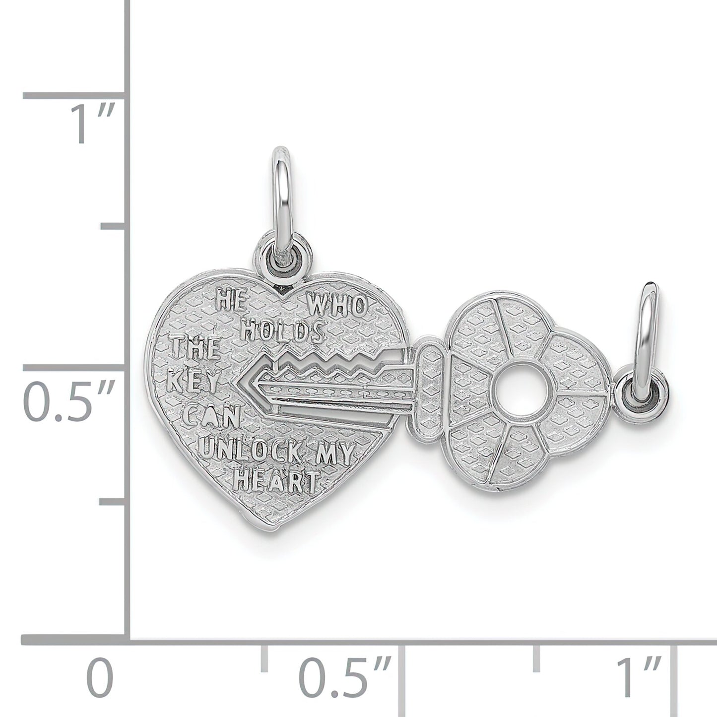14K White Gold Key & Heart Break Apart Charm