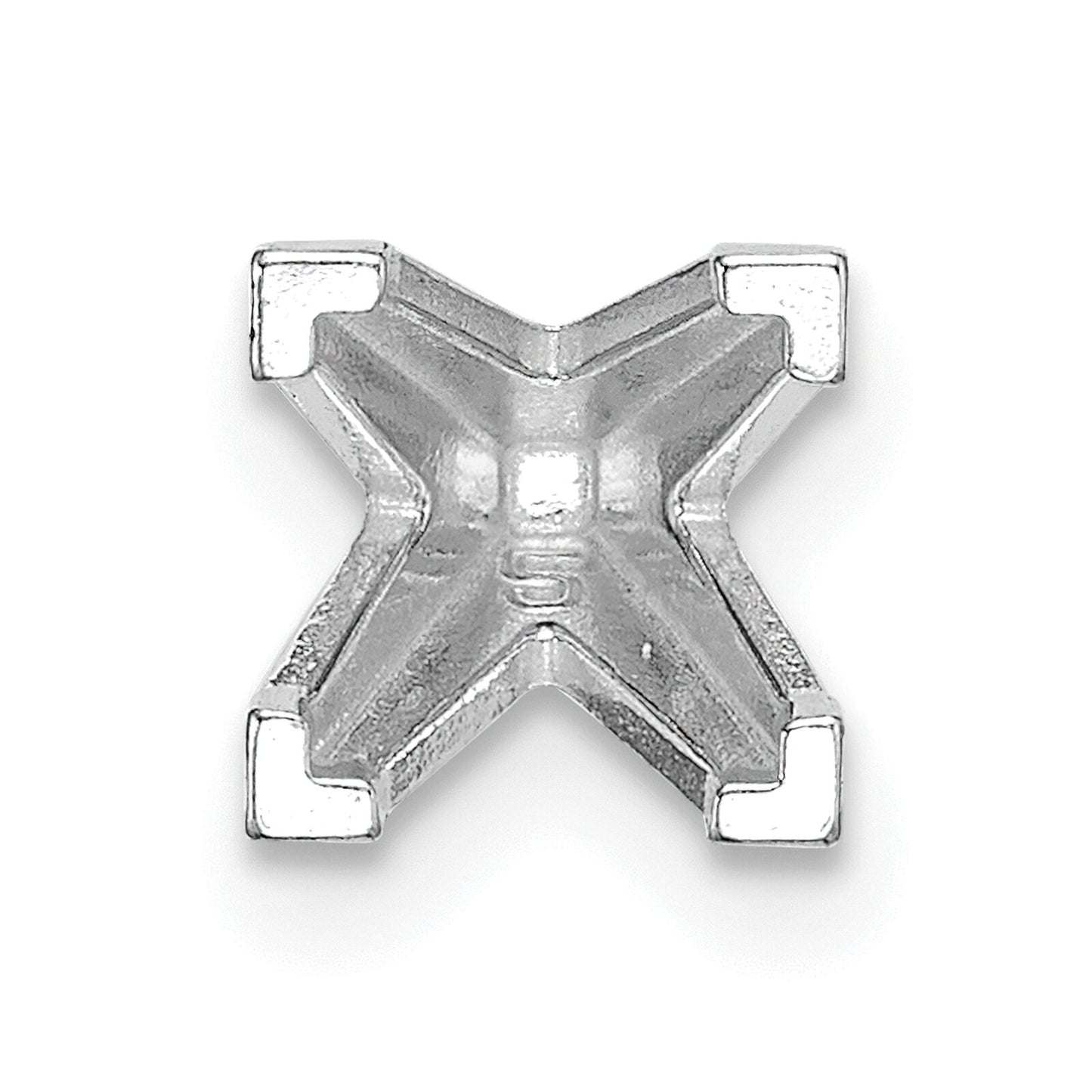 14K White Gold 4 Prong Princess Peg V-End Setting (2.50 to 8.00mm)