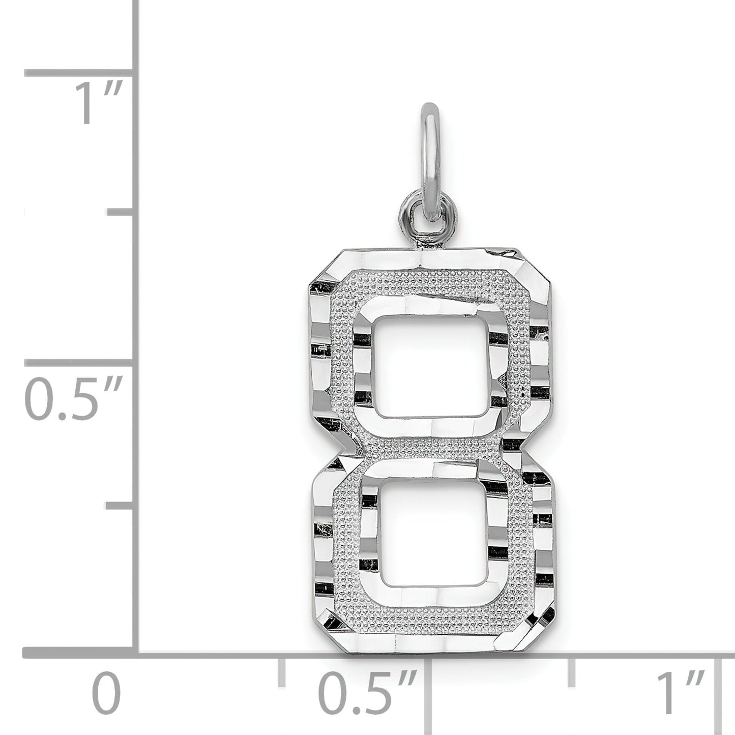 14K White Gold Large Diamond Cut Number 8 Charm