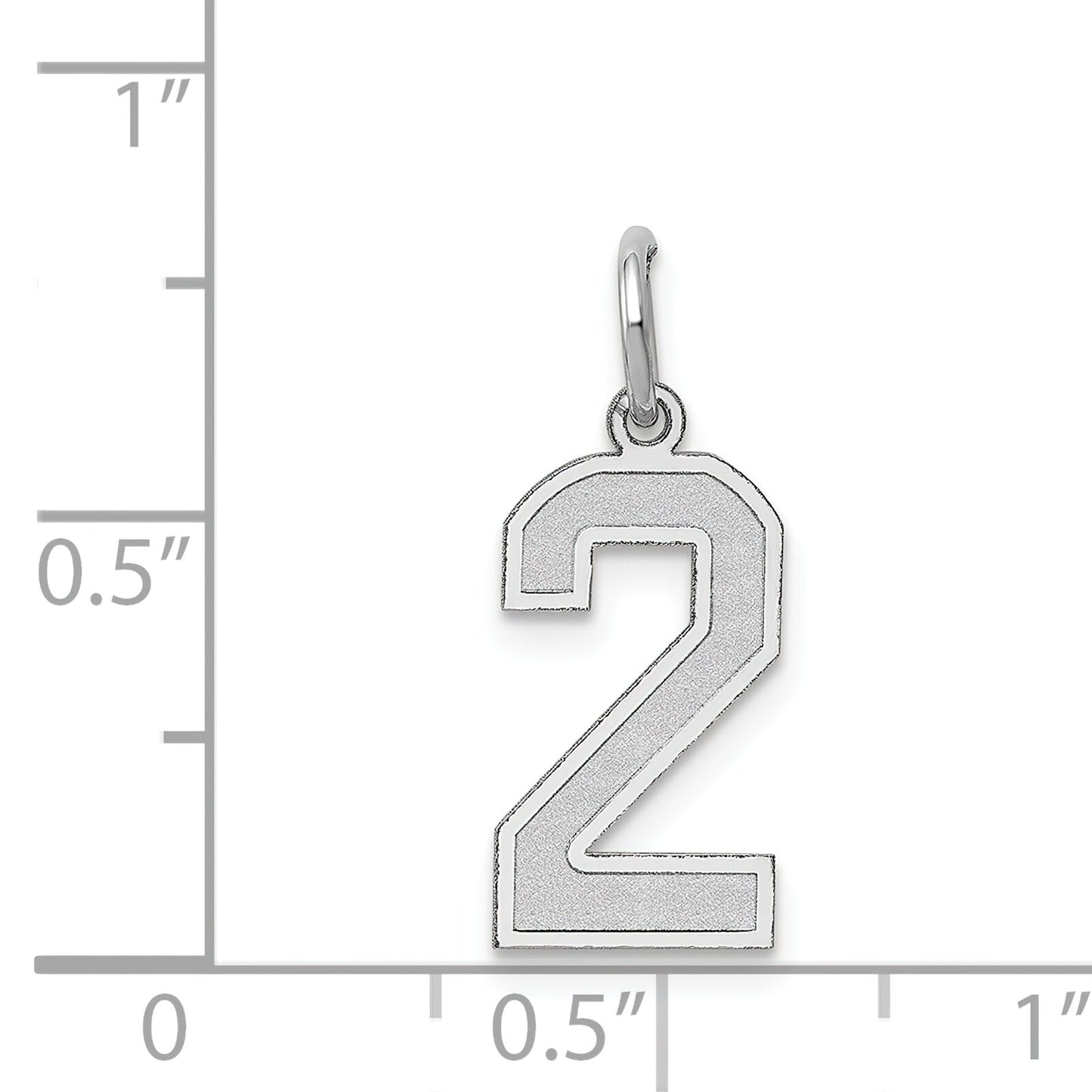 14K White Gold Medium Satin Number 2 Charm