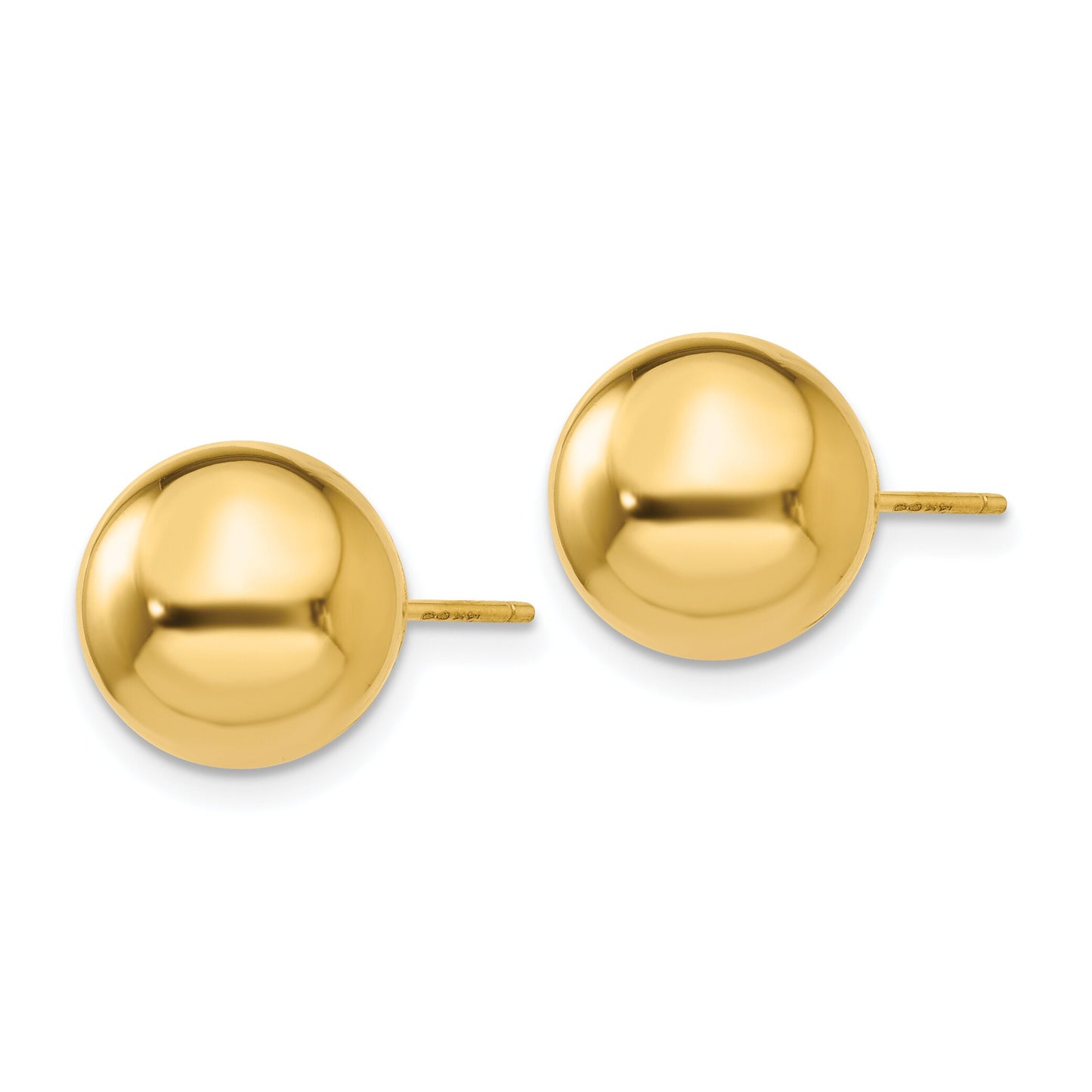 14K Gold Ball Stud Earrings 10mm