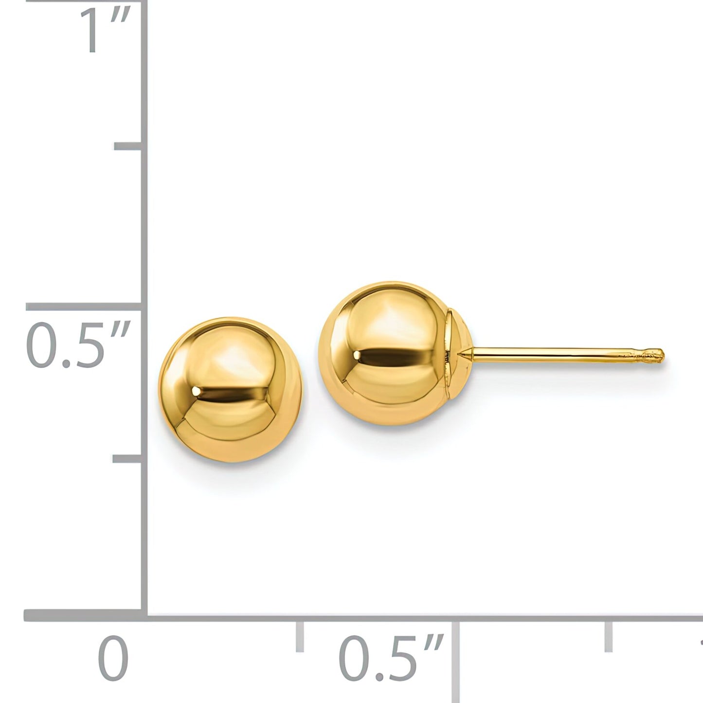 14K Gold Ball Stud Earrings 6mm