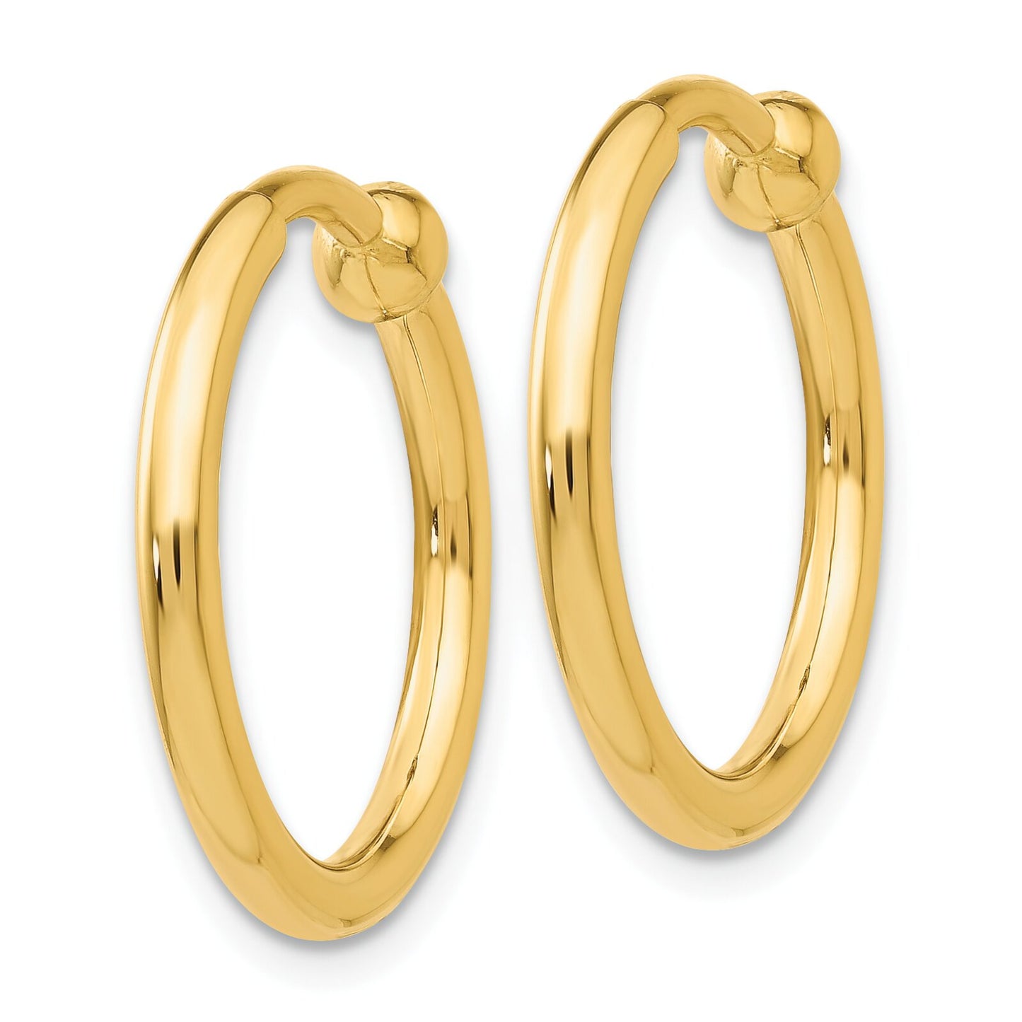 14K Gold Clip On Hoop Earrings