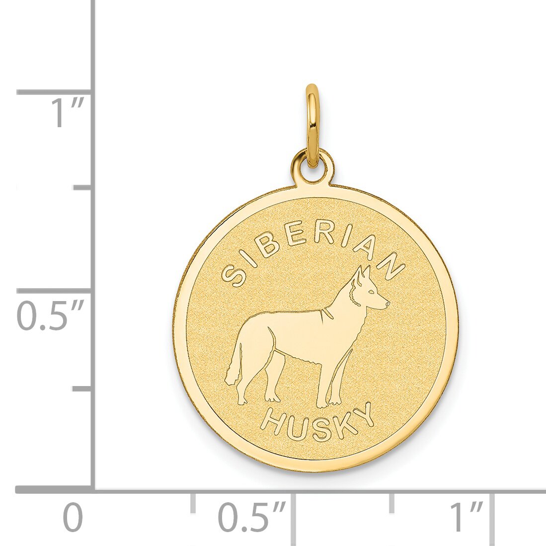 14K Gold Siberian Husky Disc Charm