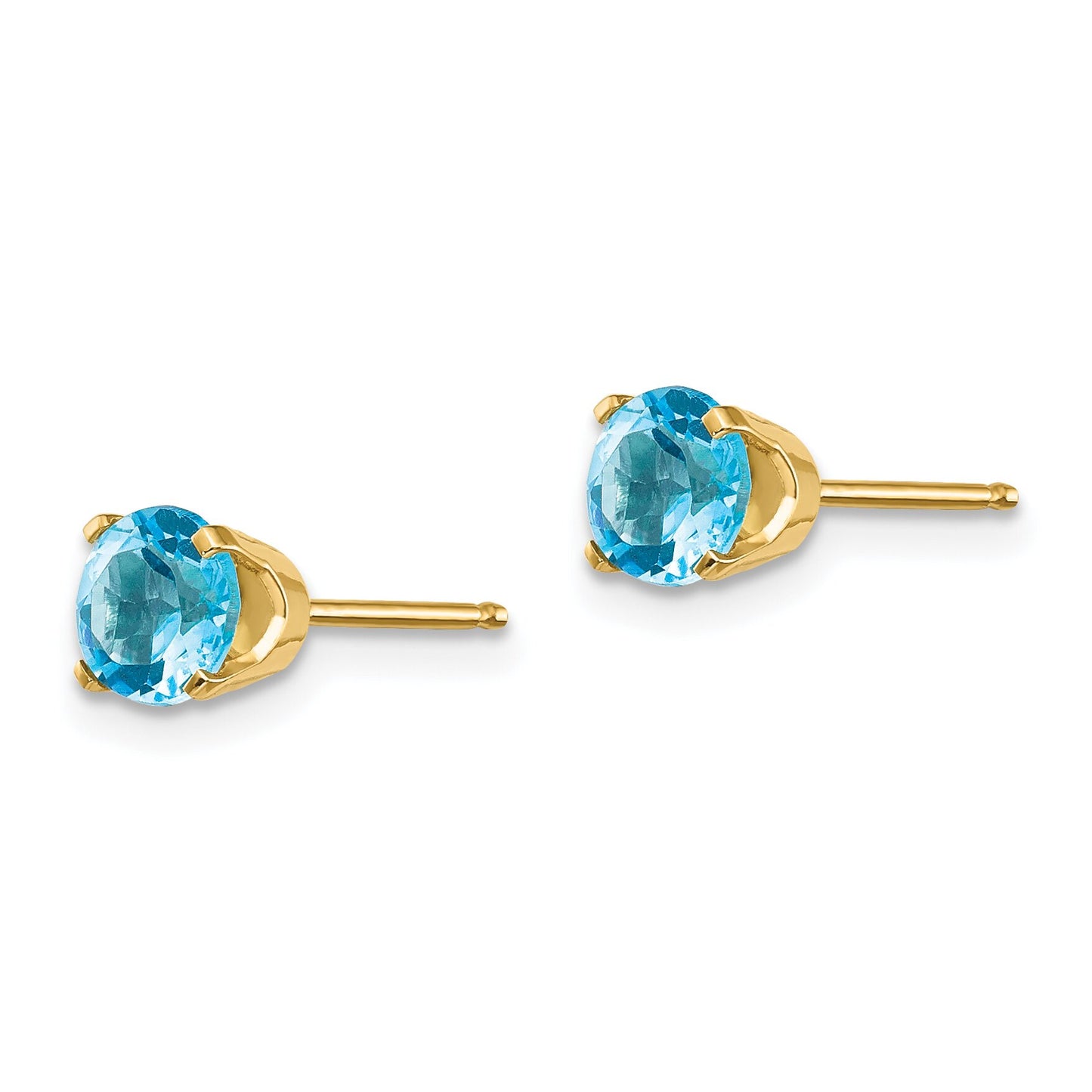 14K Gold Blue Topaz December Earrings