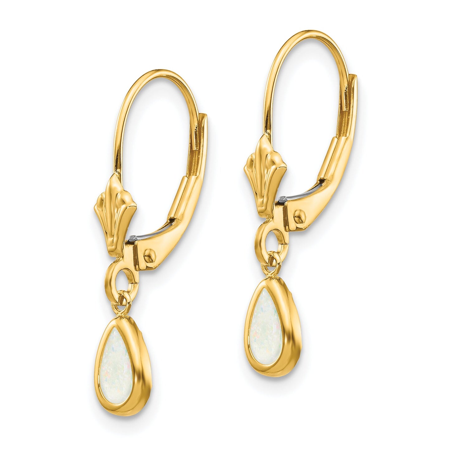 14K Gold Opal October Earrings