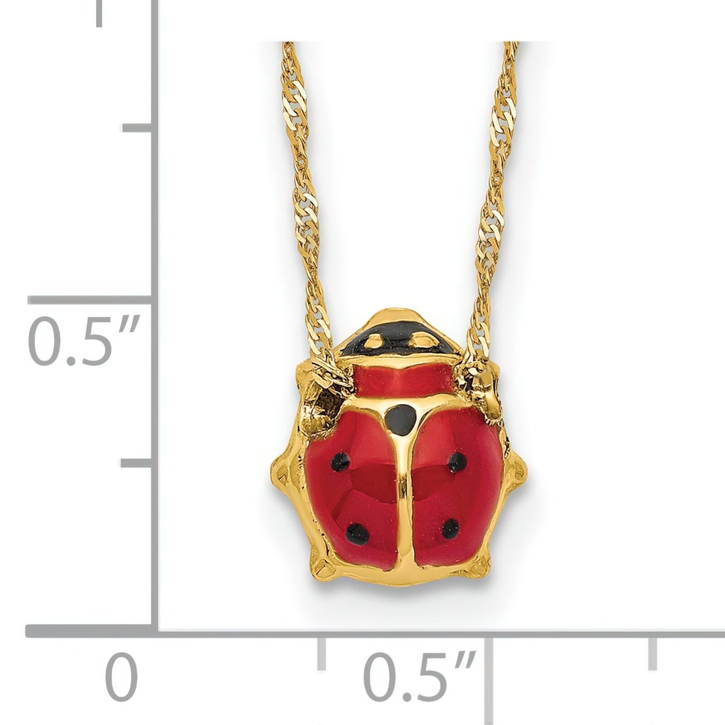14K Gold Enameled Ladybug Necklace