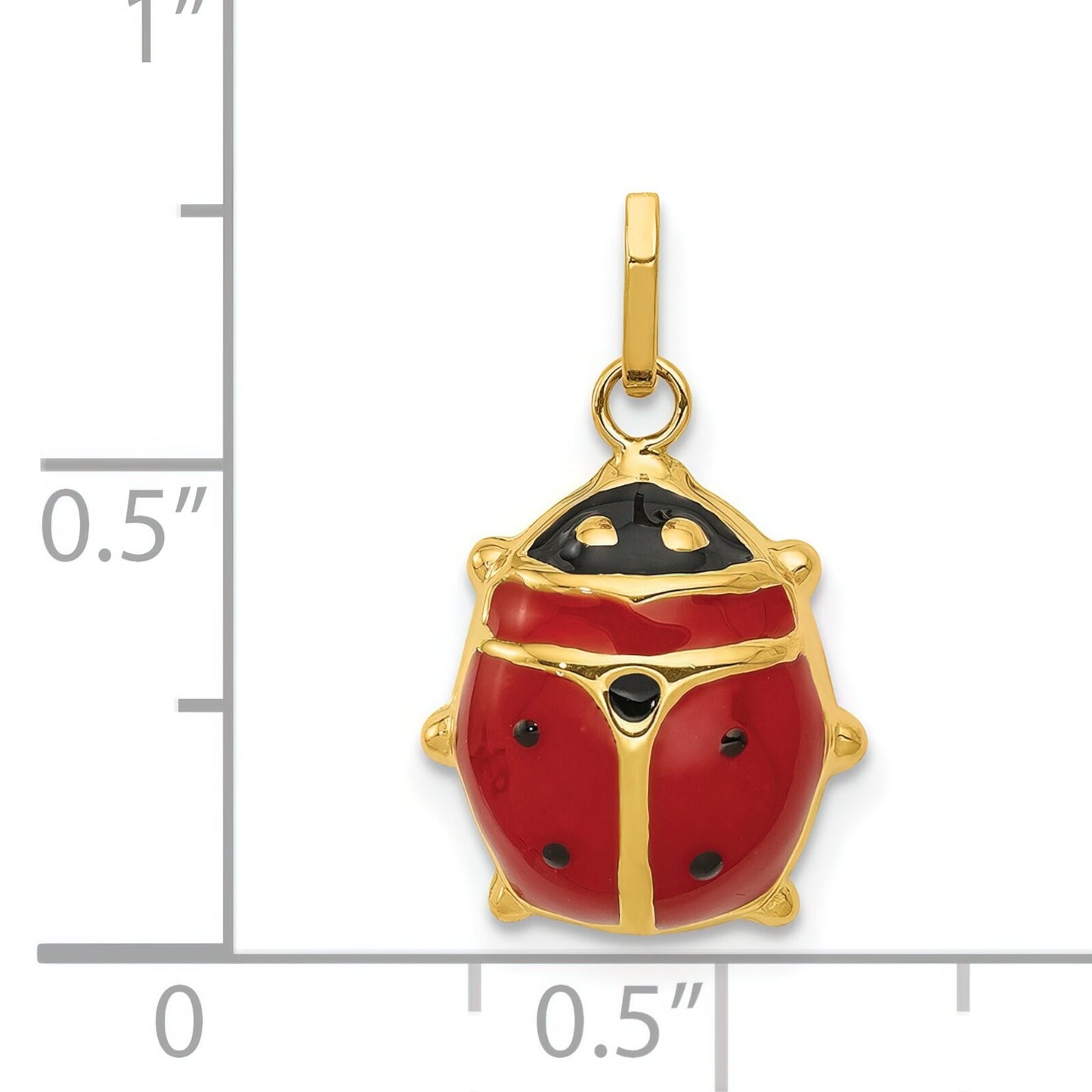 14K Gold Enameled Ladybug Charm