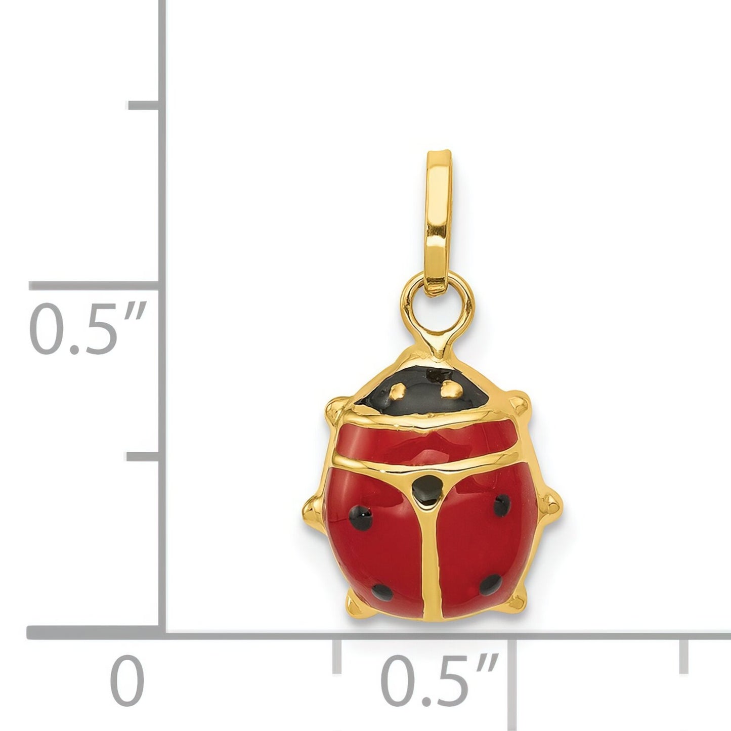 14K Gold Enameled Ladybug Charm