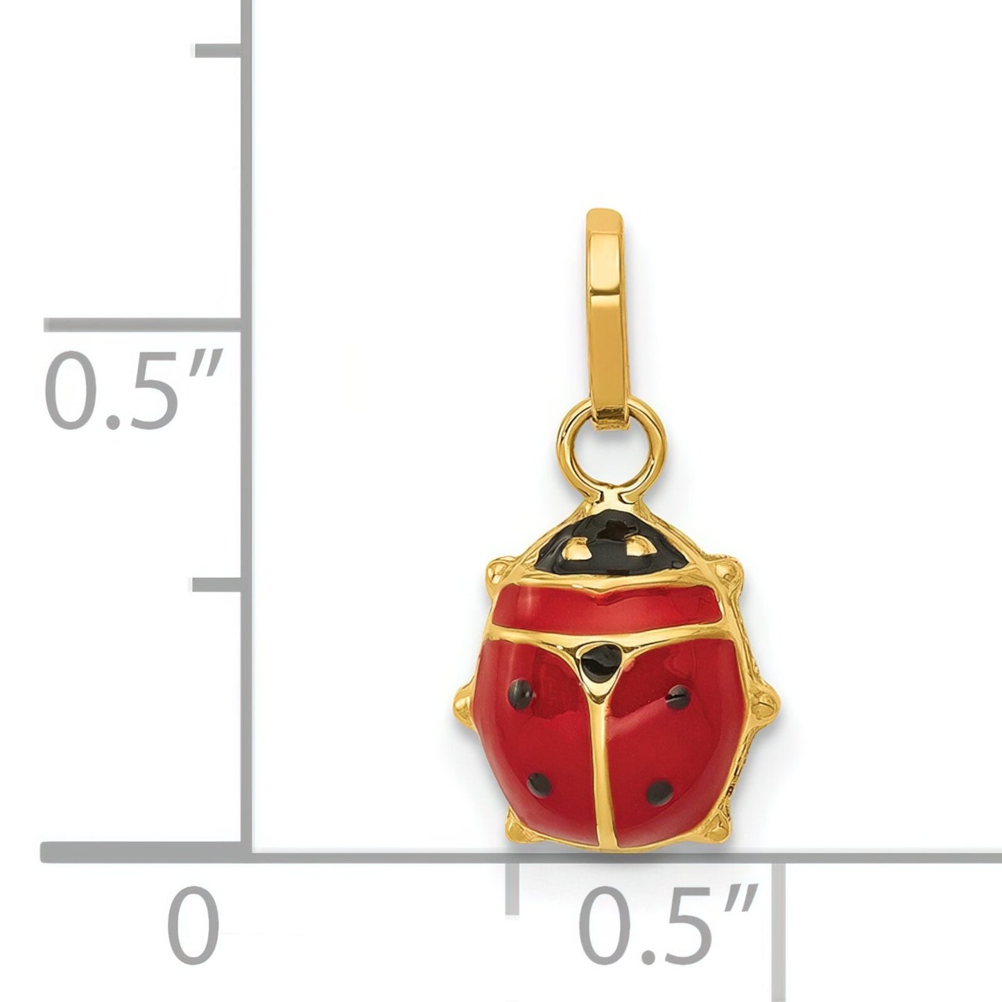 14K Gold Enameled Ladybug Charm