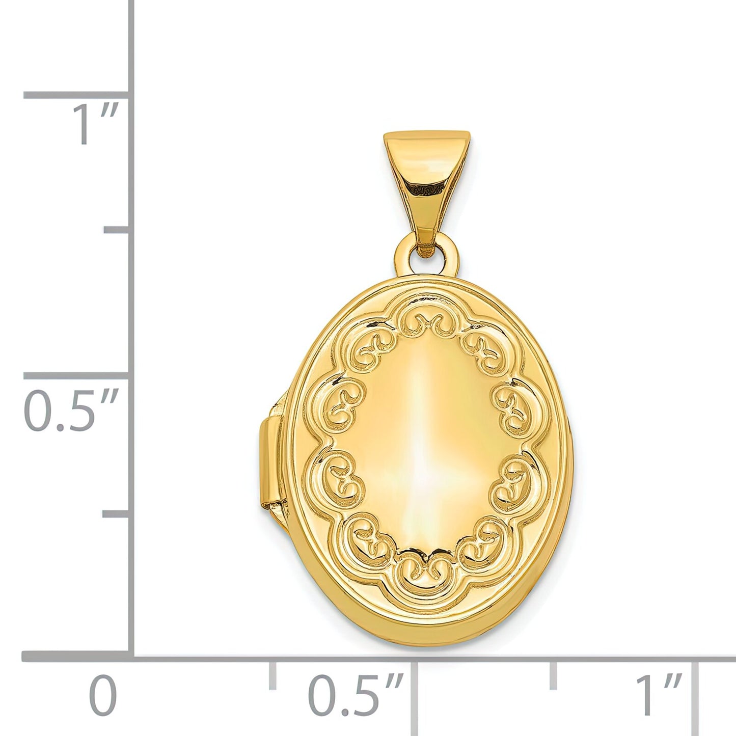 14K Gold Scroll Oval Locket