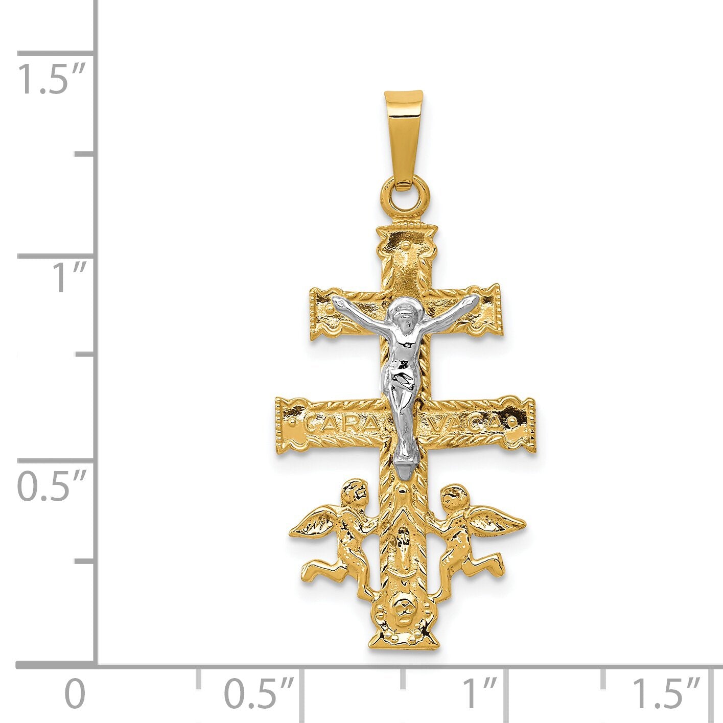 14K Two Tone Gold Caravaca Cross Pendant