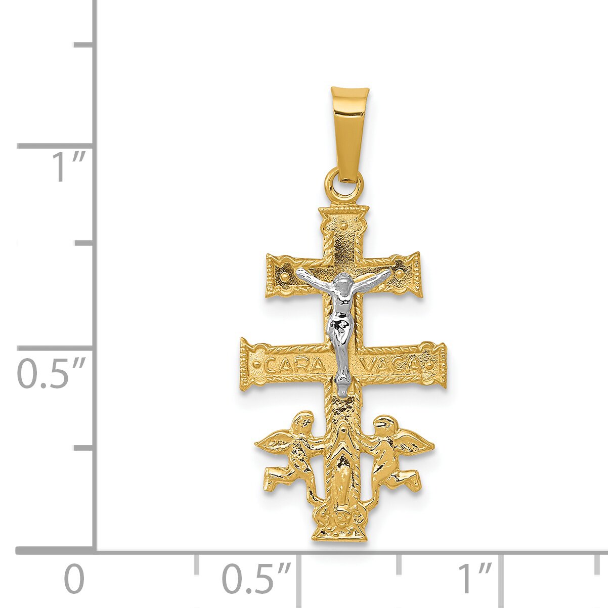 14K Two Tone Gold Caravaca Cross Pendant