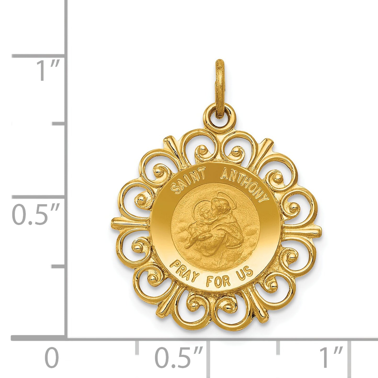 14K Gold Saint Anthony Medal Pendant