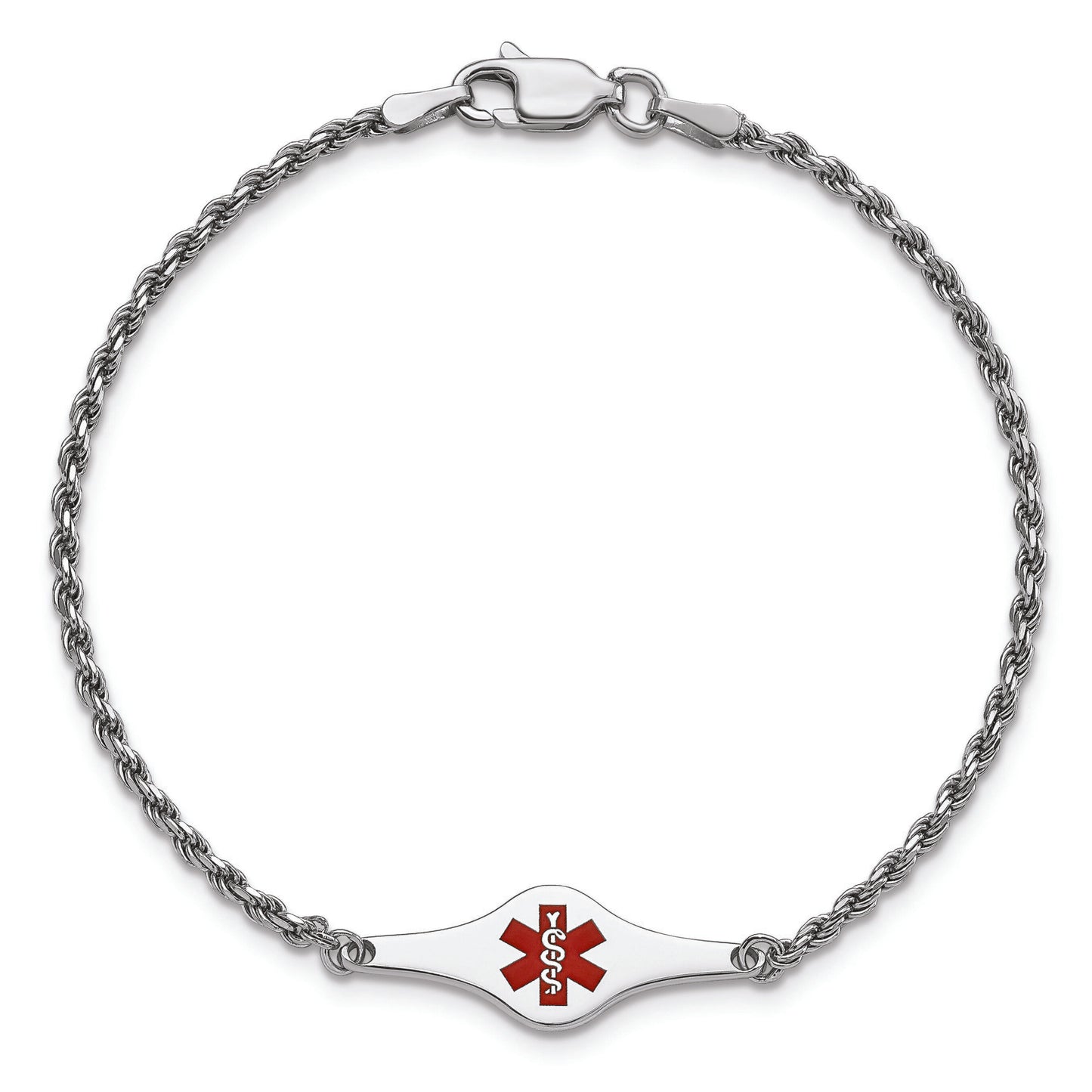 Sterling Silver Rope Medical ID Bracelet
