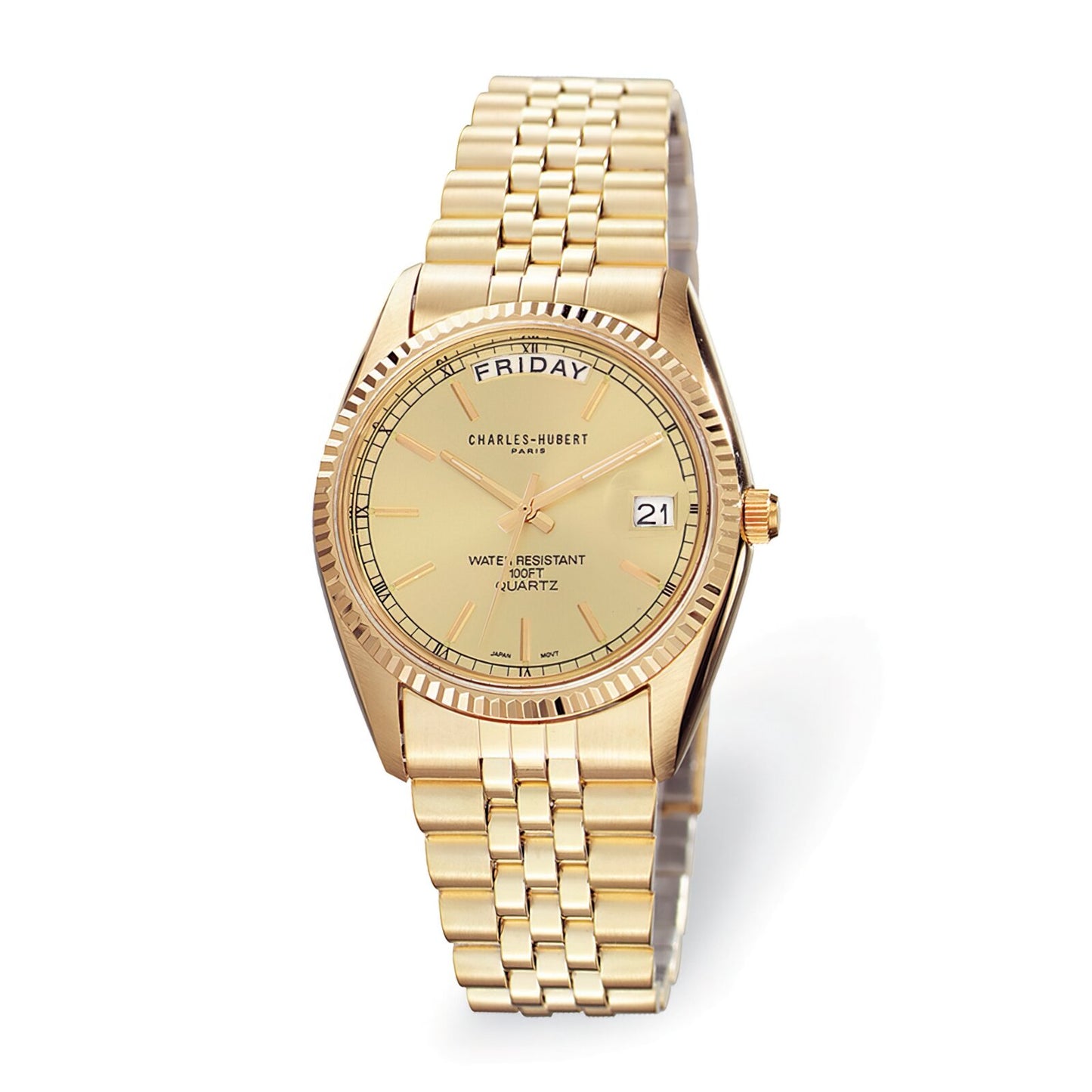 Men Charles Hubert Gold Plated Wrist Watch