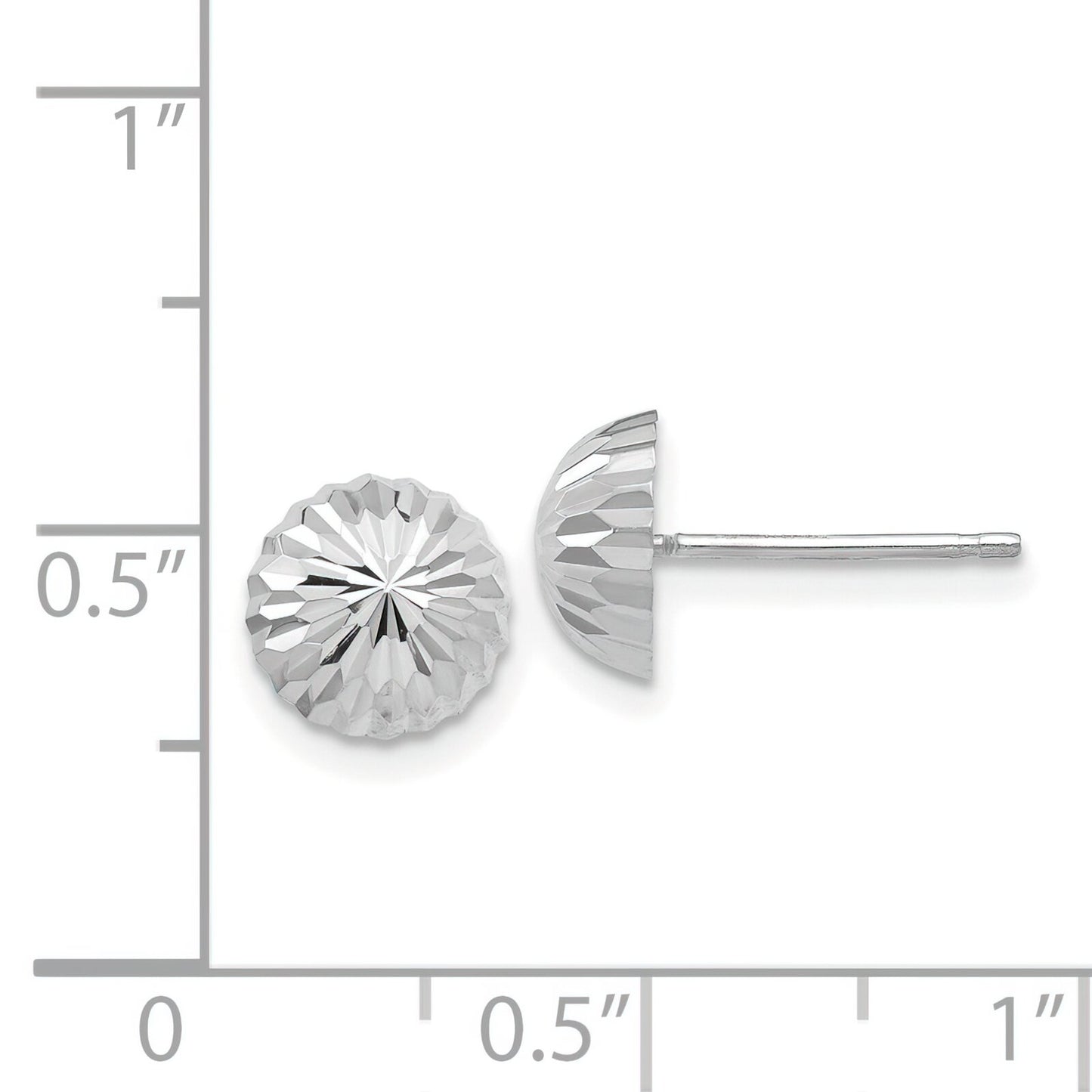 14K White Gold Half Ball Stud Earrings 8mm