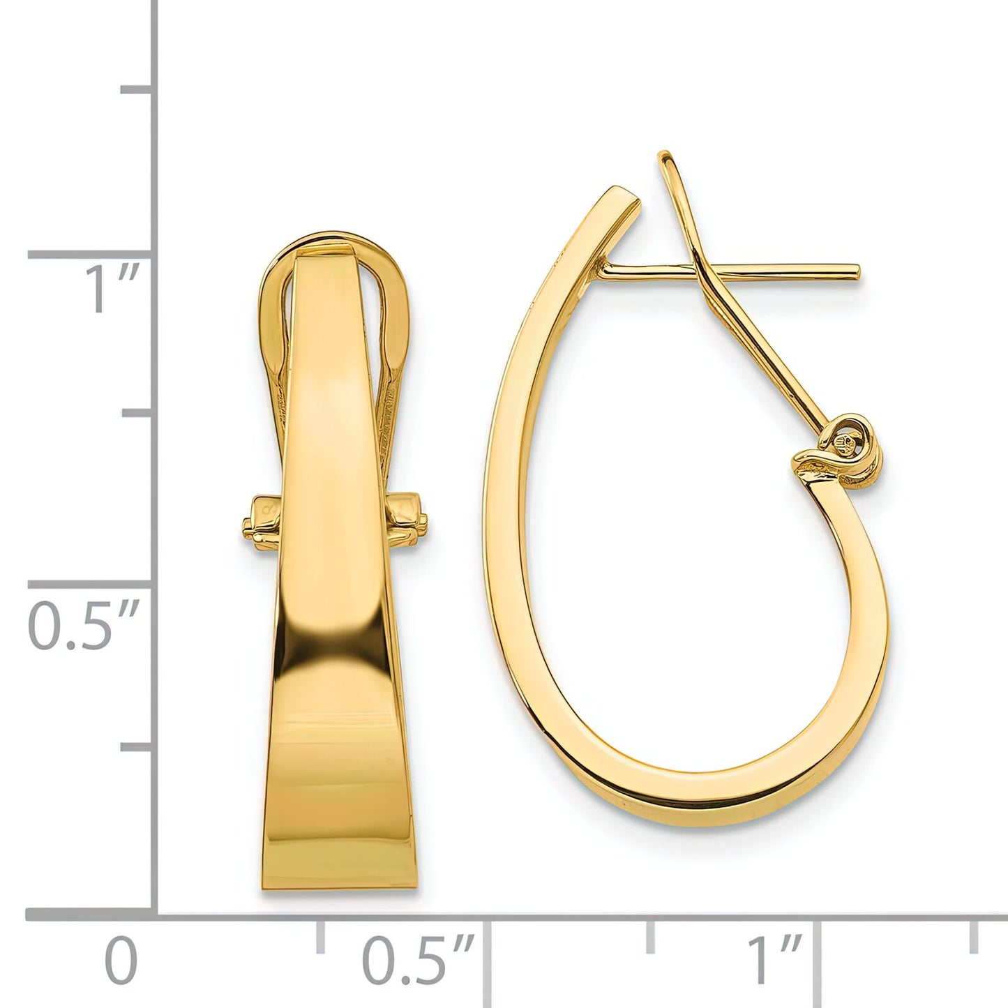 14K Gold J Hoop Omega Back Earrings