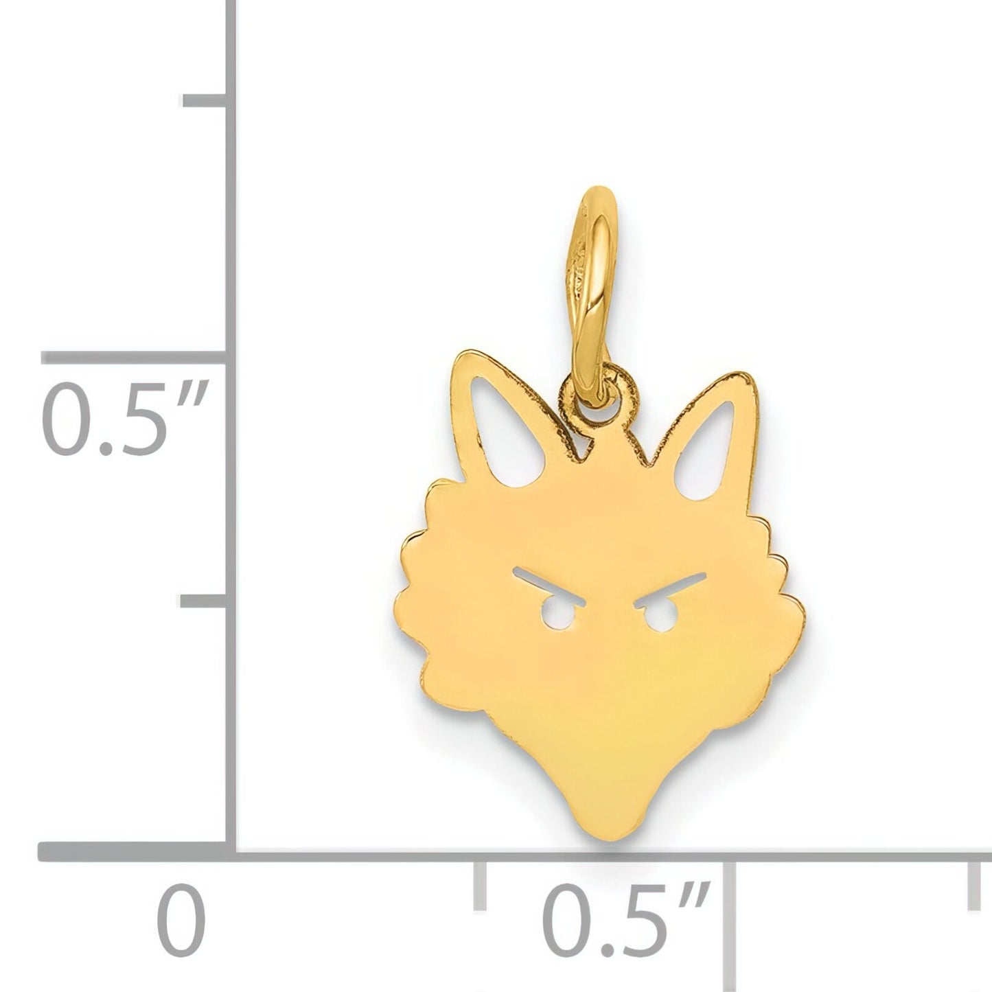 14K Gold Polished Fox Head Charm