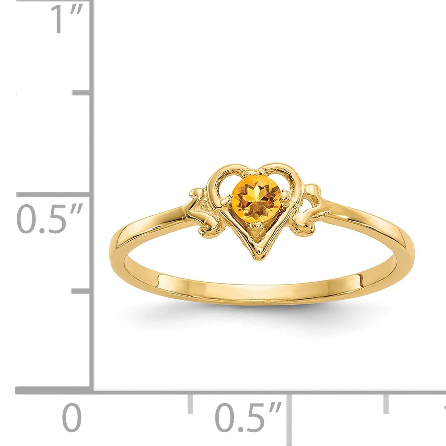 14K Gold Citrine Heart Ring