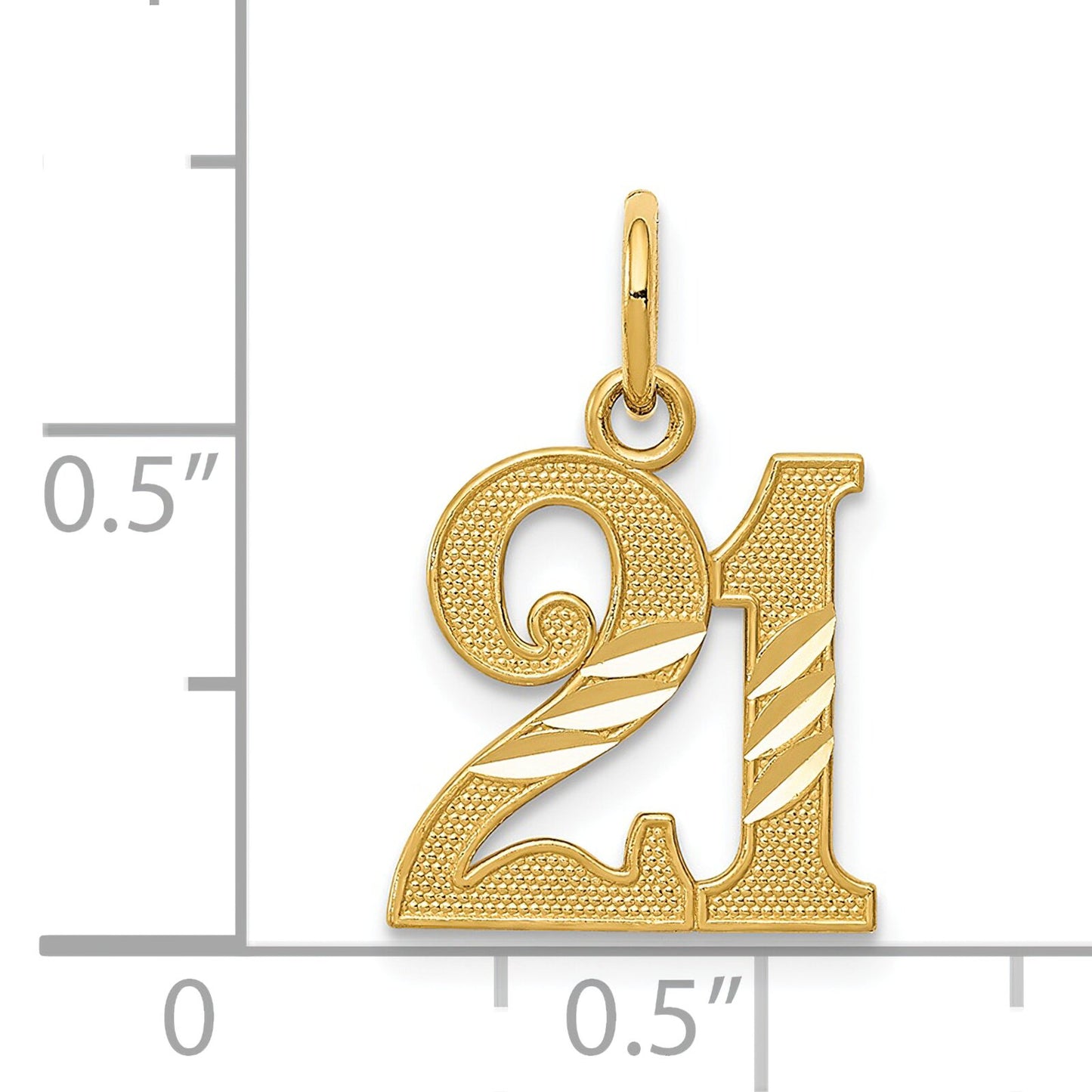 14K Gold Diamond Cut 21 Pendant