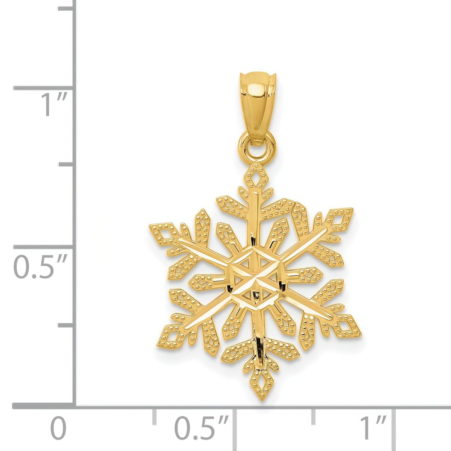14K Gold Diamond Cut Snowflake Pendant