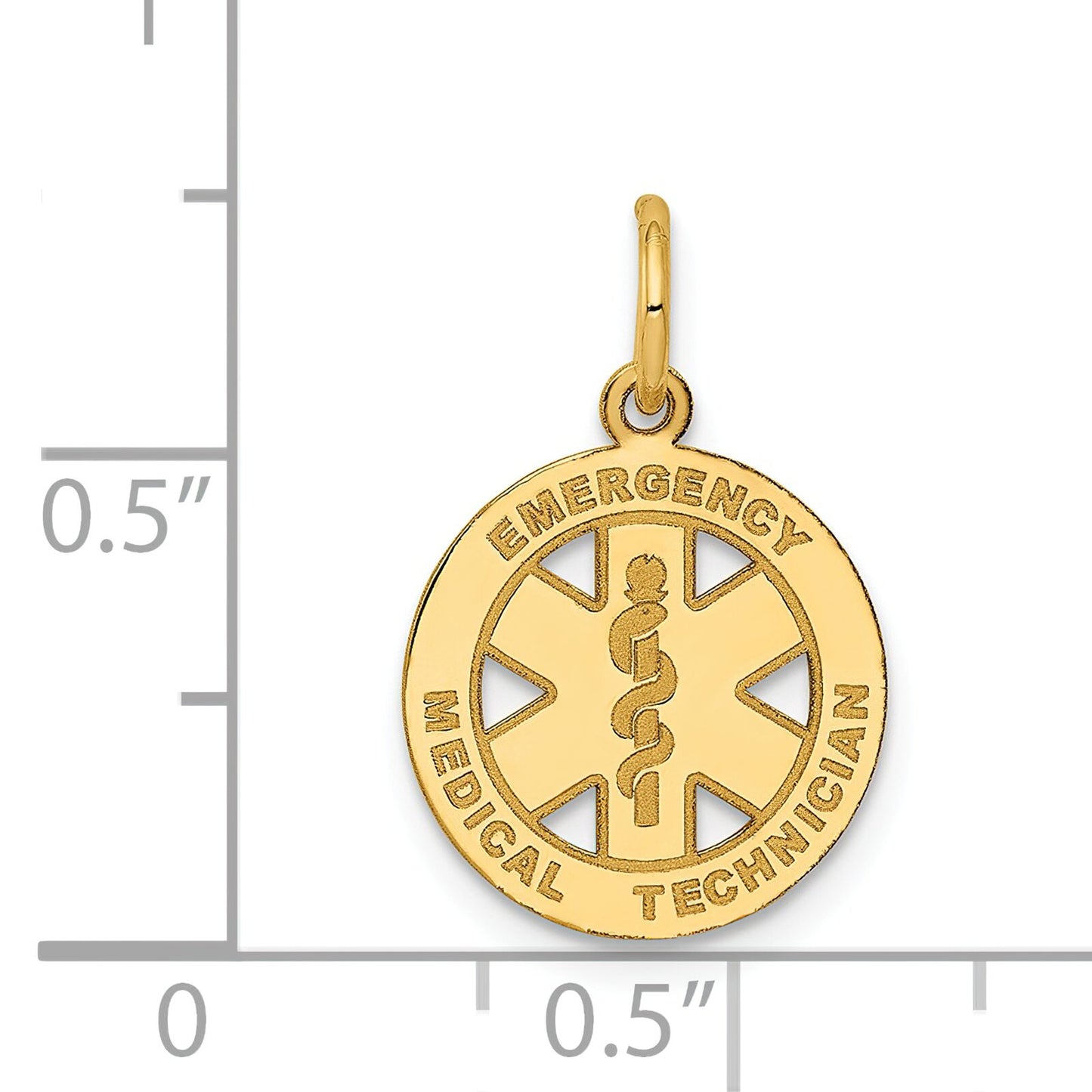 14K Gold Small High Polish EMT Medical Pendant