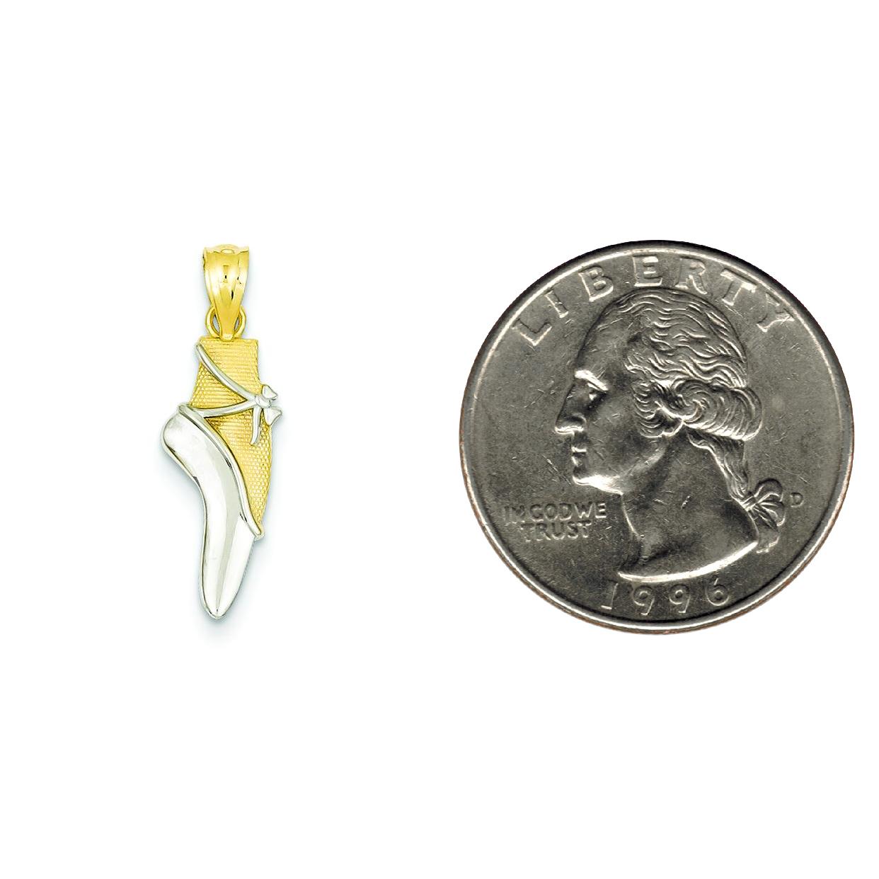 14K Gold & Rhodium Ballet Shoe Pendant