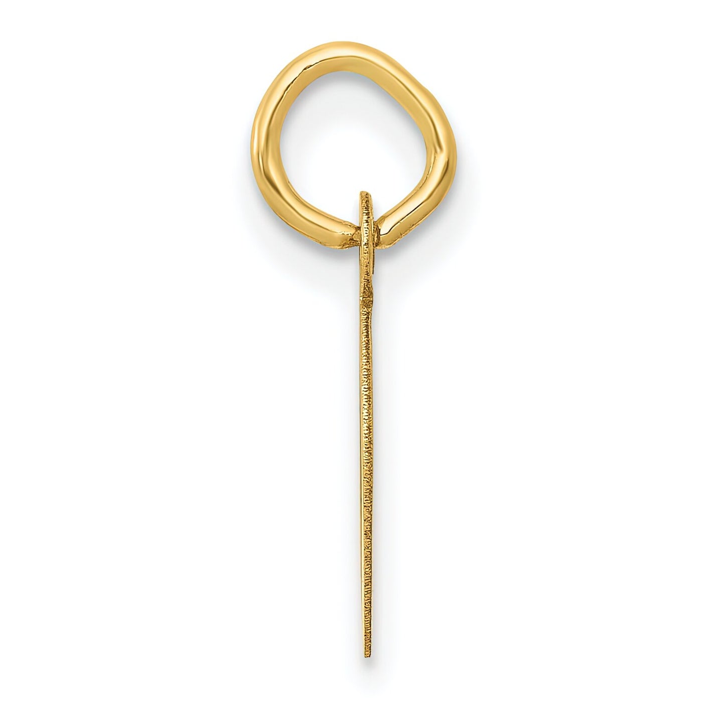 Slanted Block Initial "D" Charm 14K Gold