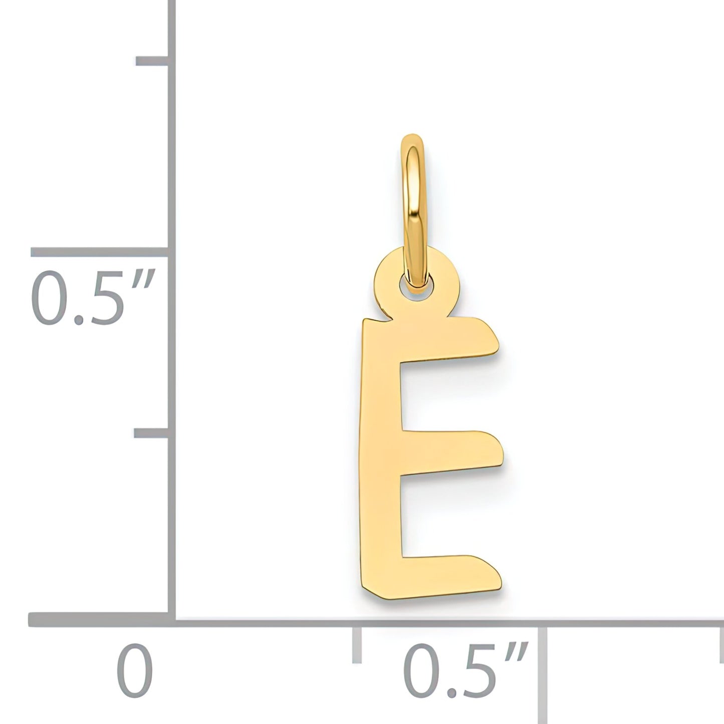 Slanted Block Initial "E" Charm 14K Gold