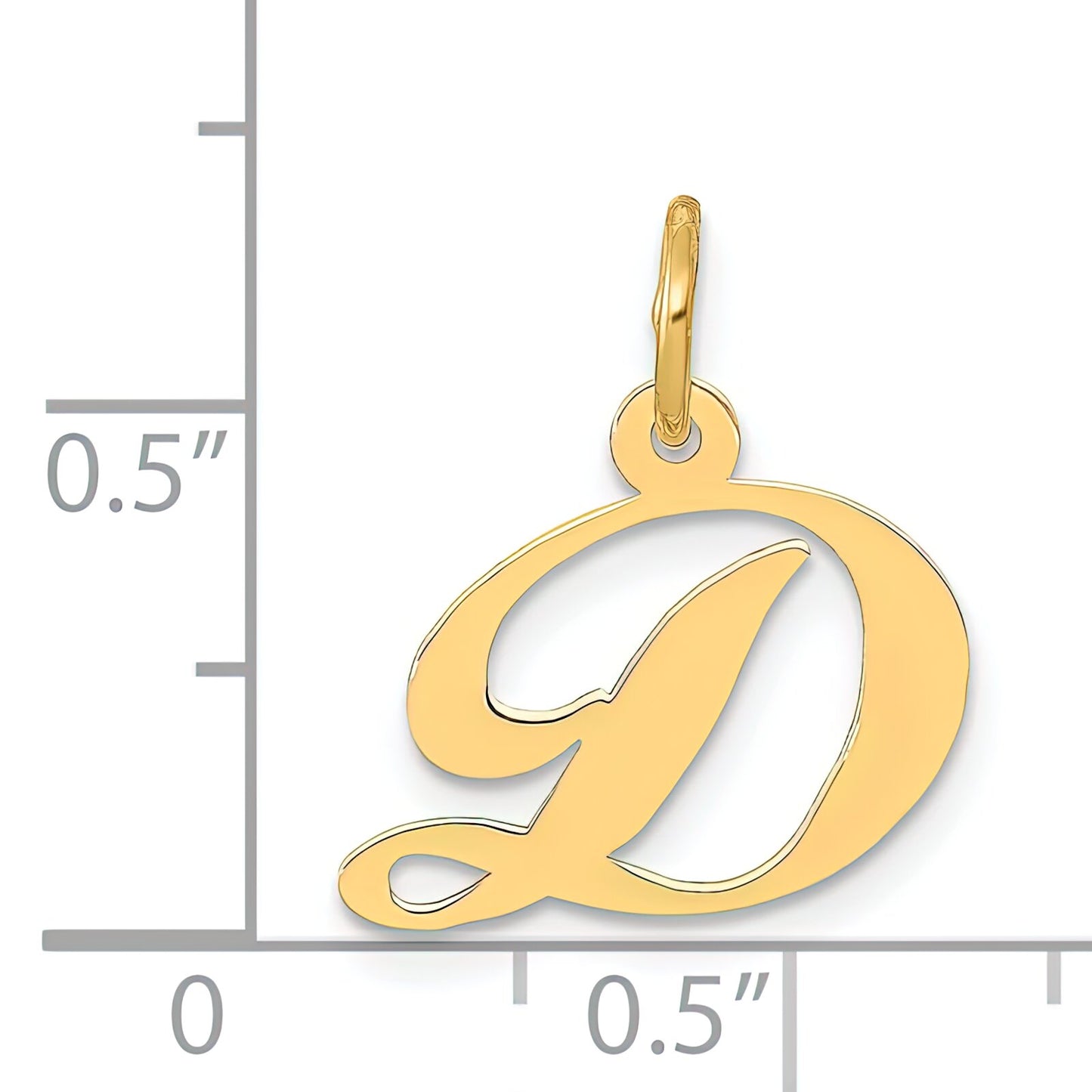 Fancy Cursive Letter "D" Charm 14K Gold