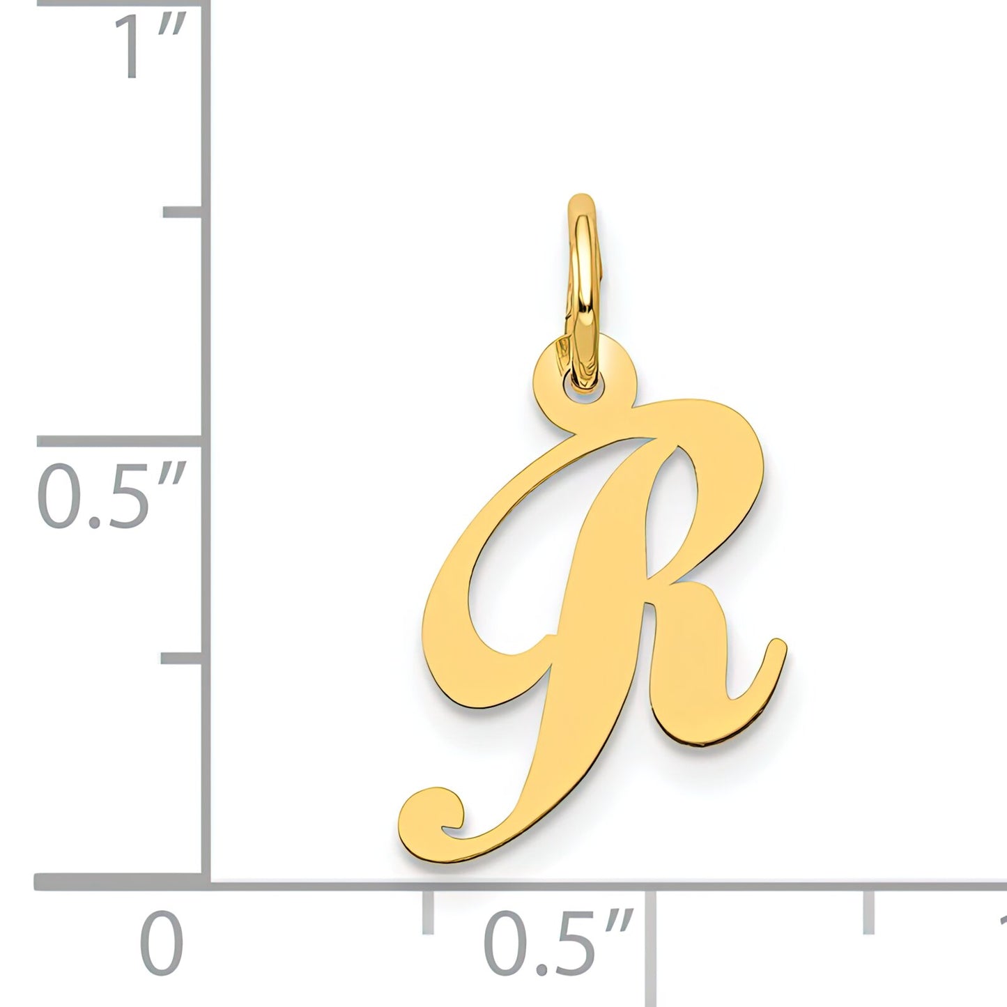 Fancy Cursive Letter "R" Charm 14K Gold