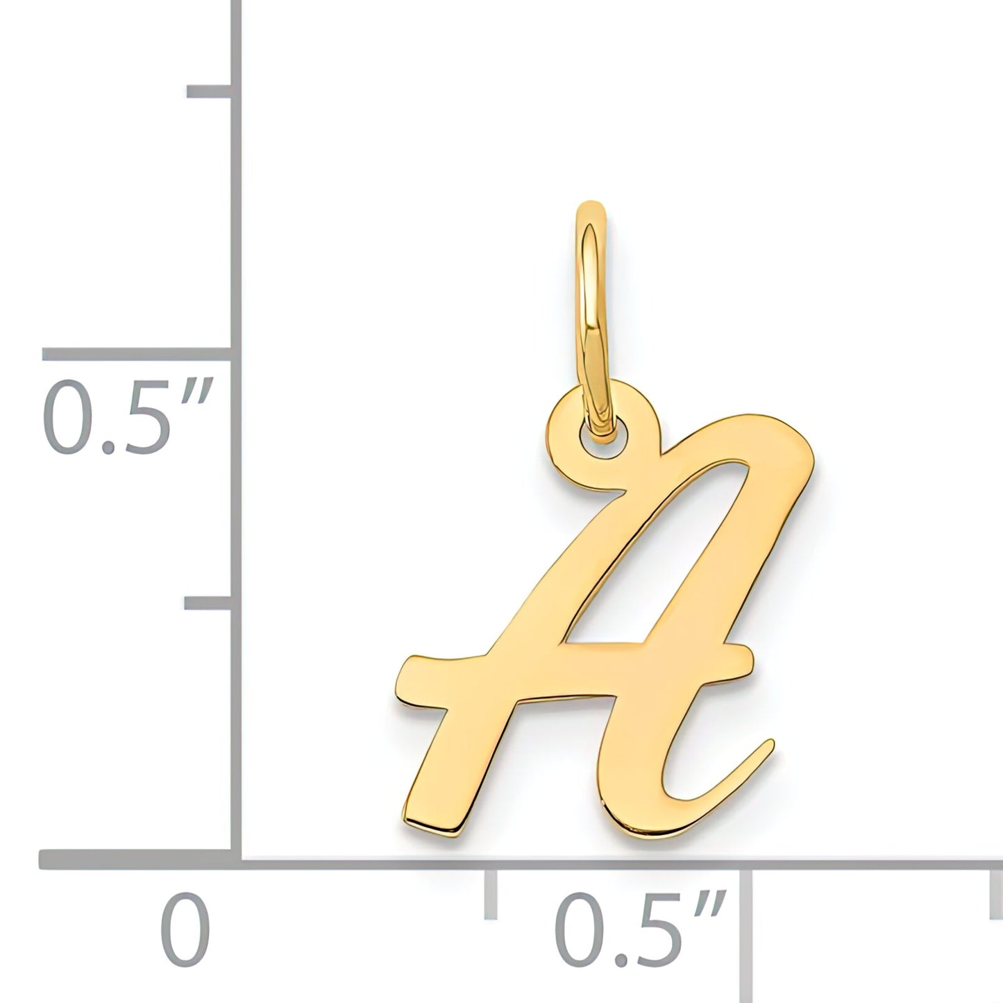 Cursive Letter "A" Charm 14k Gold