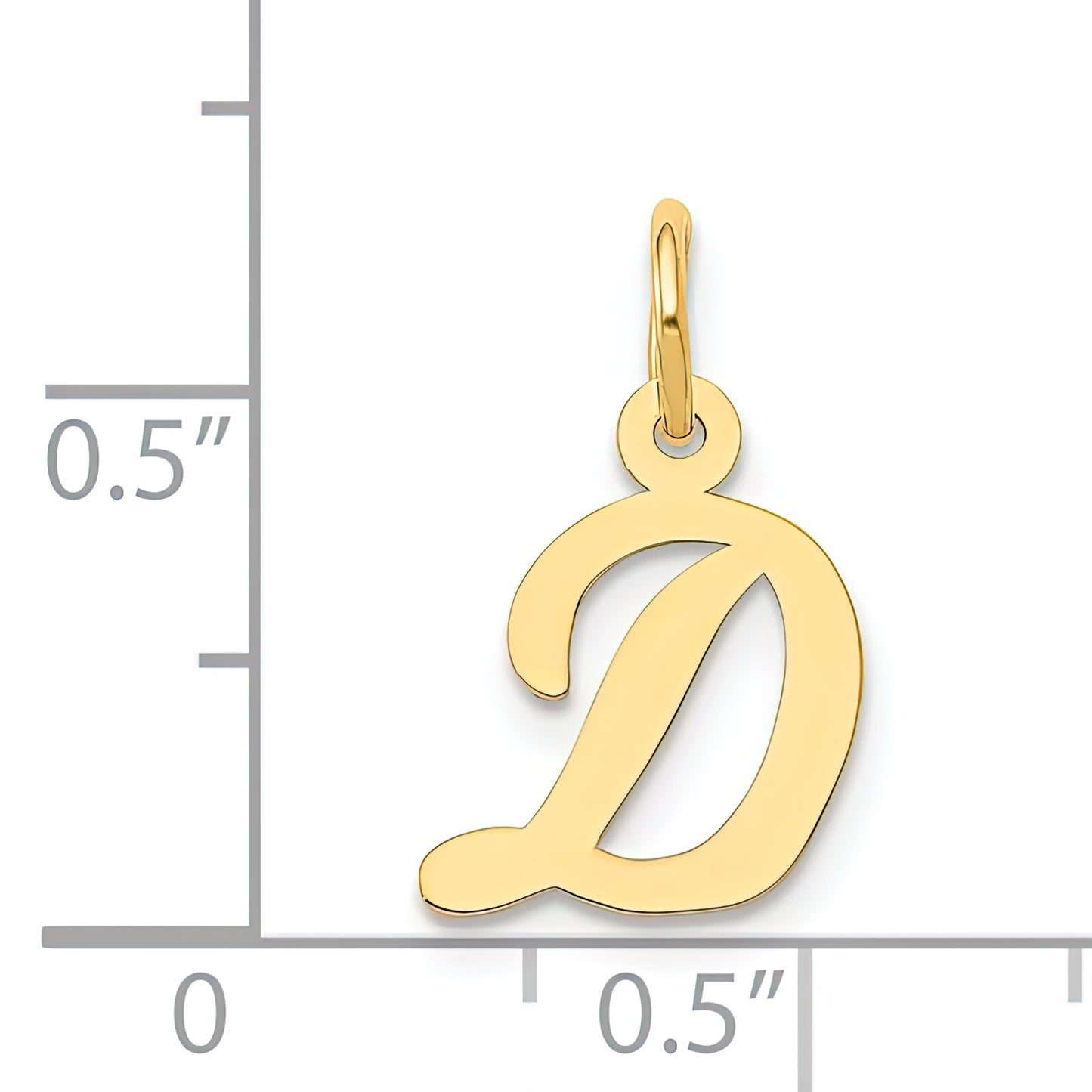 Cursive Letter "D" Charm 14k Gold