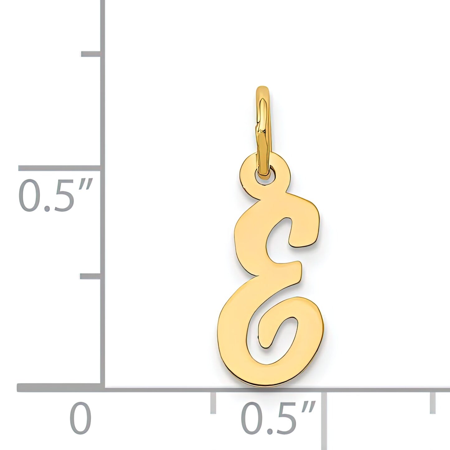 Cursive Letter "E" Charm 14k Gold