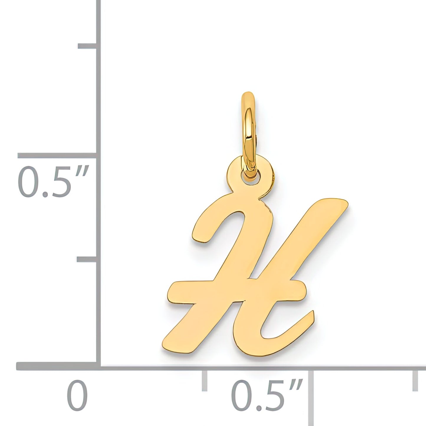 Cursive Letter "H" Charm 14k Gold
