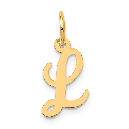 Cursive Letter "L" Charm 14k Gold