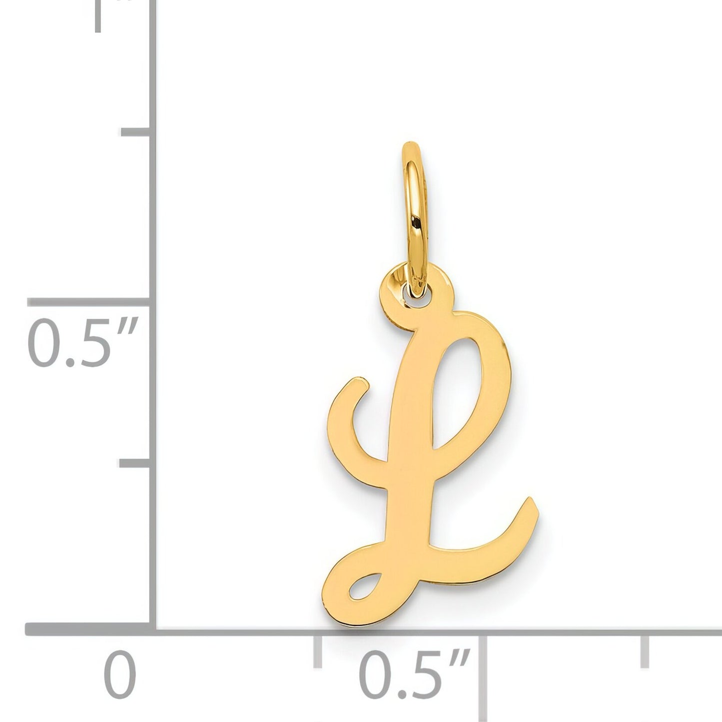 Cursive Letter "L" Charm 14k Gold