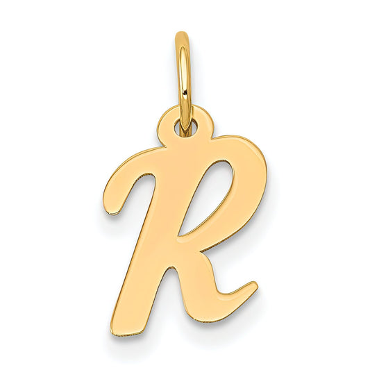 Cursive Letter "R" Charm 14k Gold