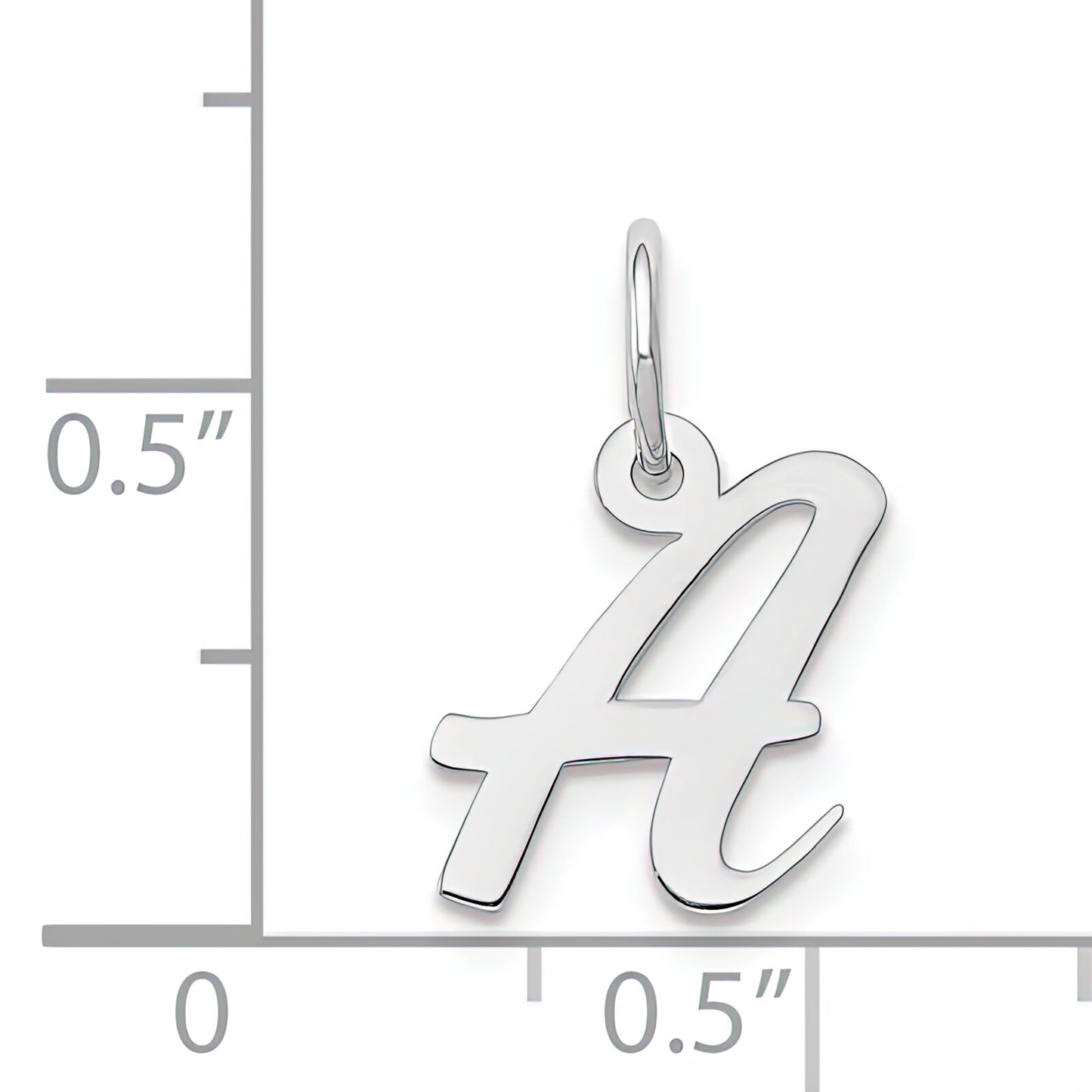Cursive Letter "A" Charm 14k White Gold