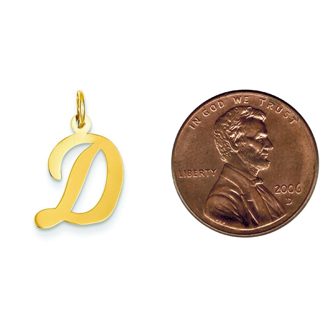 Cursive Letter "D" Charm 14k Gold